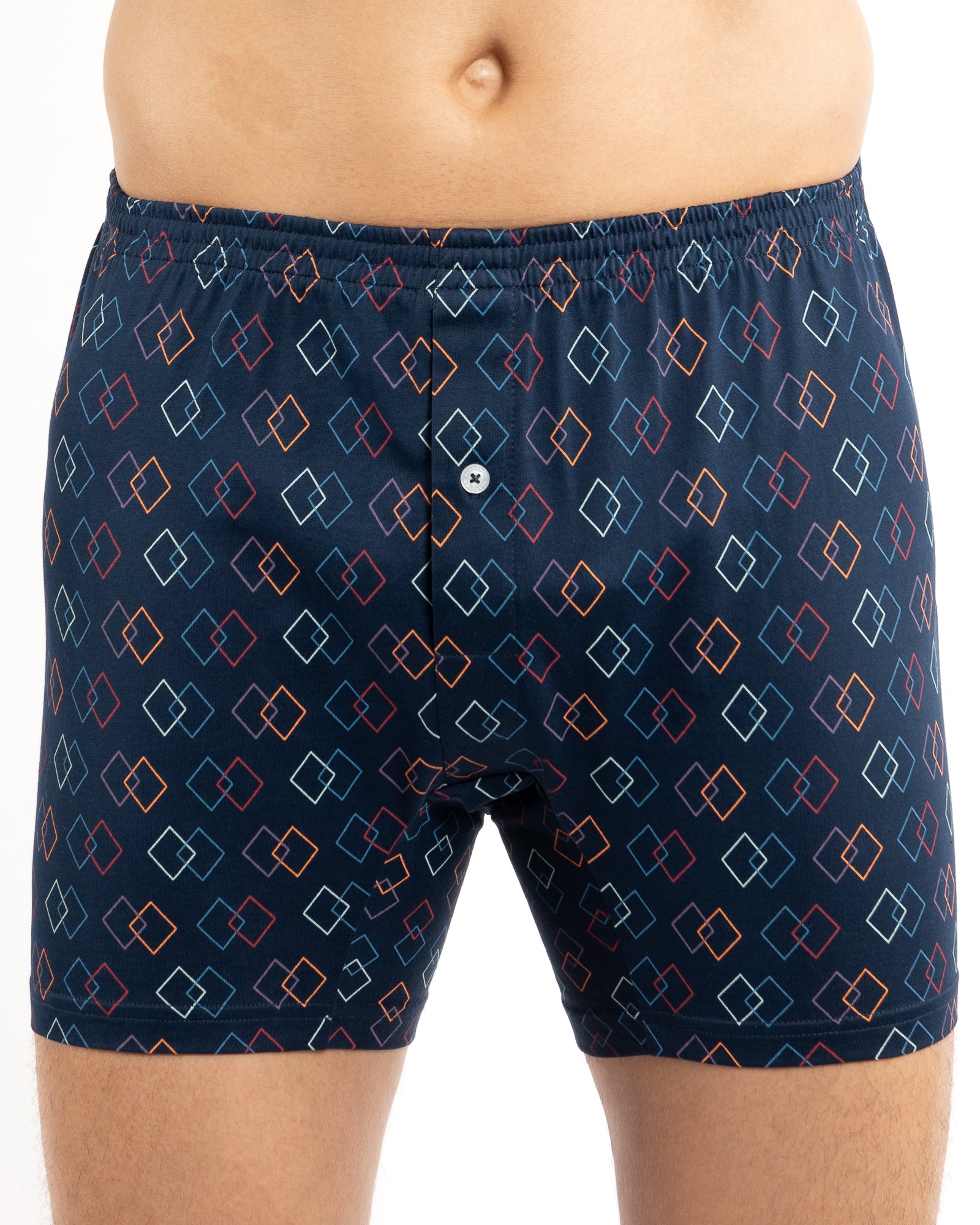 Boxer Short en Jersey de Coton Mercerisé Imprimé MARINE F300