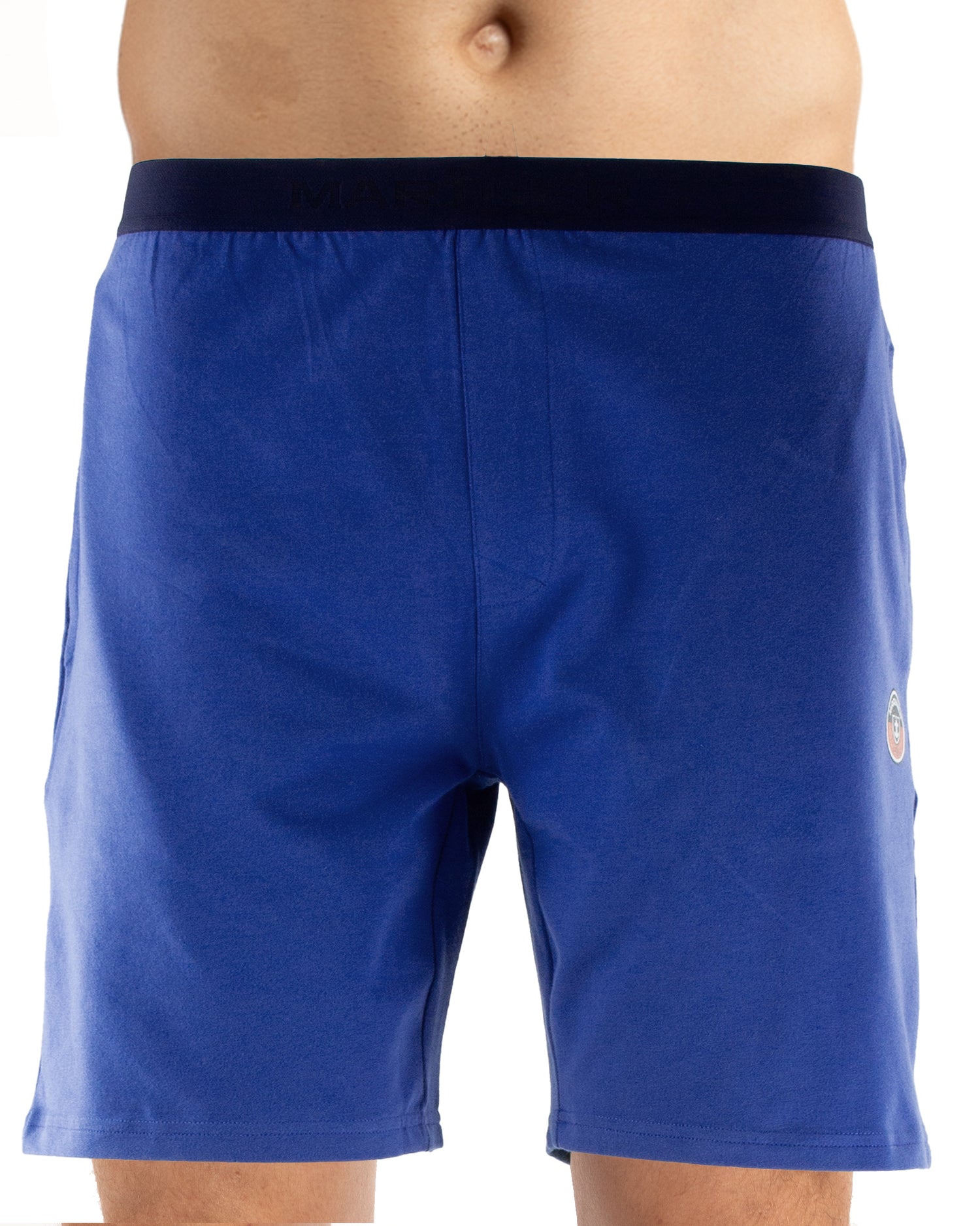 Short pour homme en jersey de coton avec ceinture jacquard Indigo F833