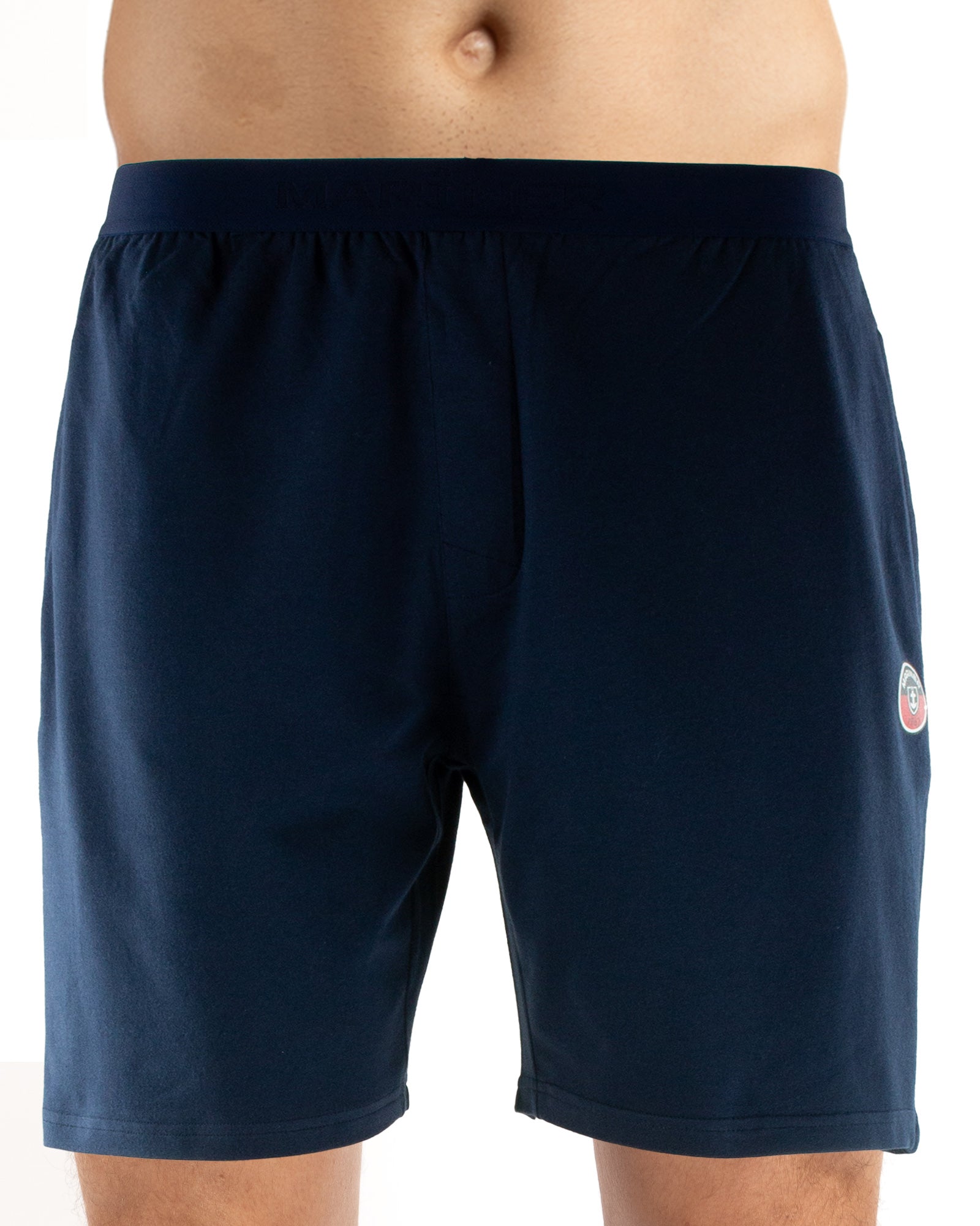 Short homewear en jersey de coton peigné et ceinture Marine F833