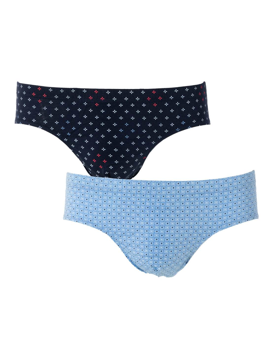 Pack de 2 Slips taille basse mercerisés et imprimés Marine et Ciel G139.2