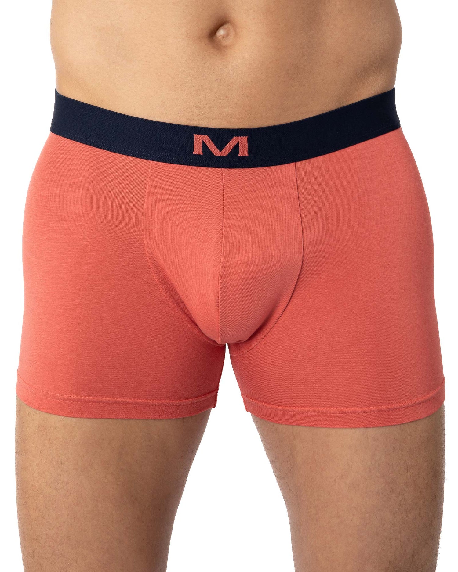 Lot de 2 Shortys en Coton BIO Stretch MARINE et ORANGE G262.2