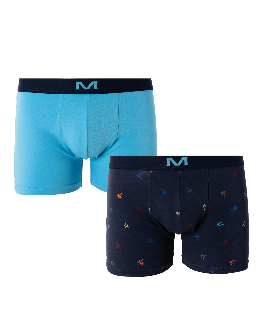 Pack de 2 Shortys en Coton biologique Stretch MARINE et TURQUOISE G265.2