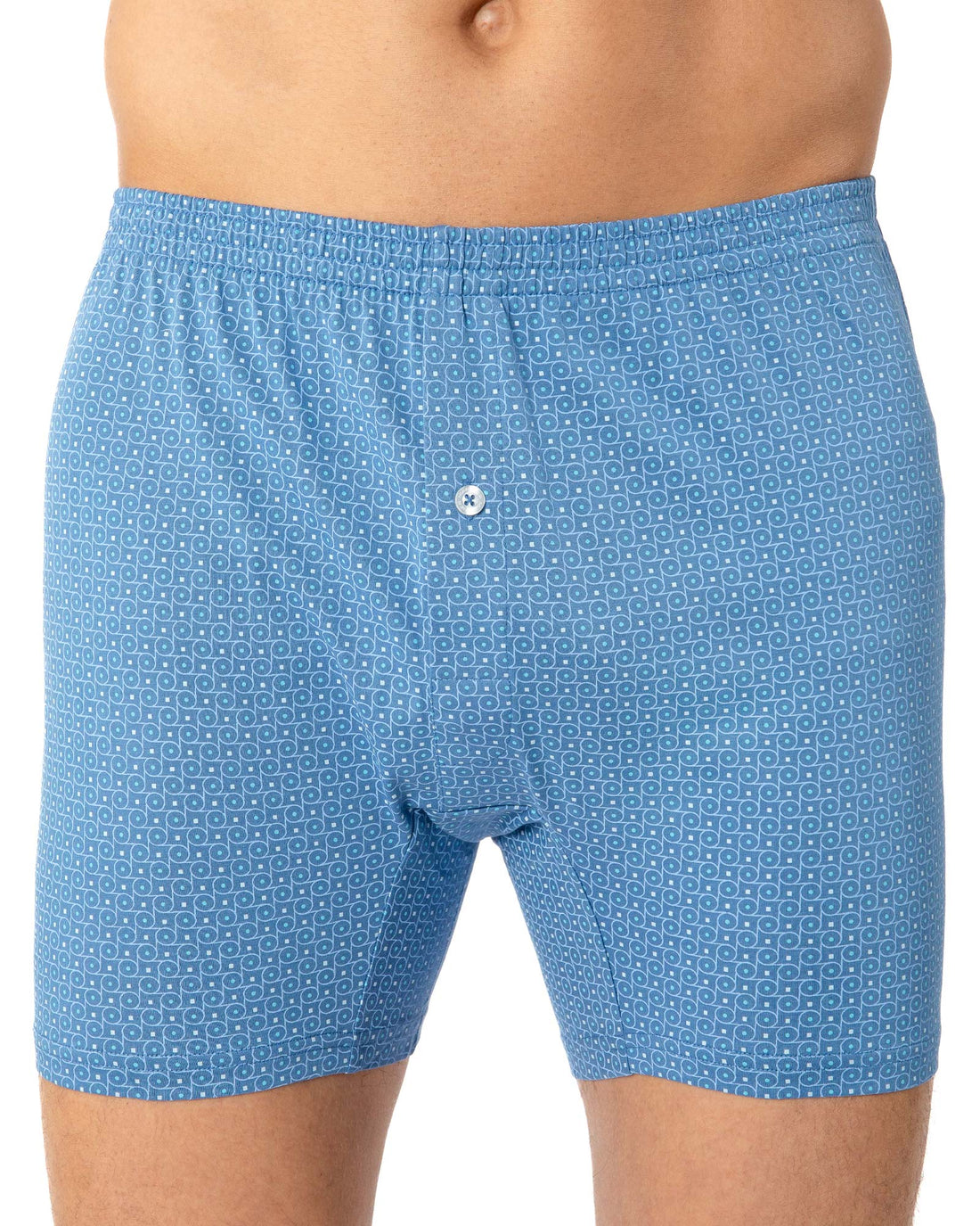 caleçon flottant en Jersey de Coton Mercerisé Imprimé BLEU G351