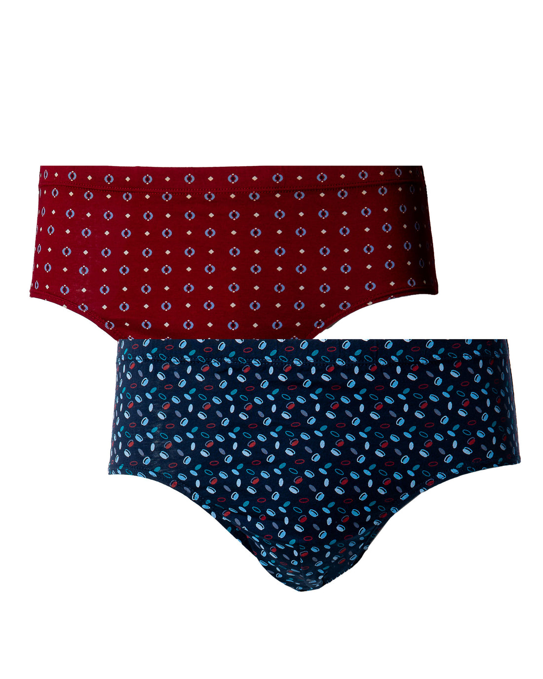 Lot x2 slips taille haute fermé imprimés mercerisés marine et bordeaux H173.2