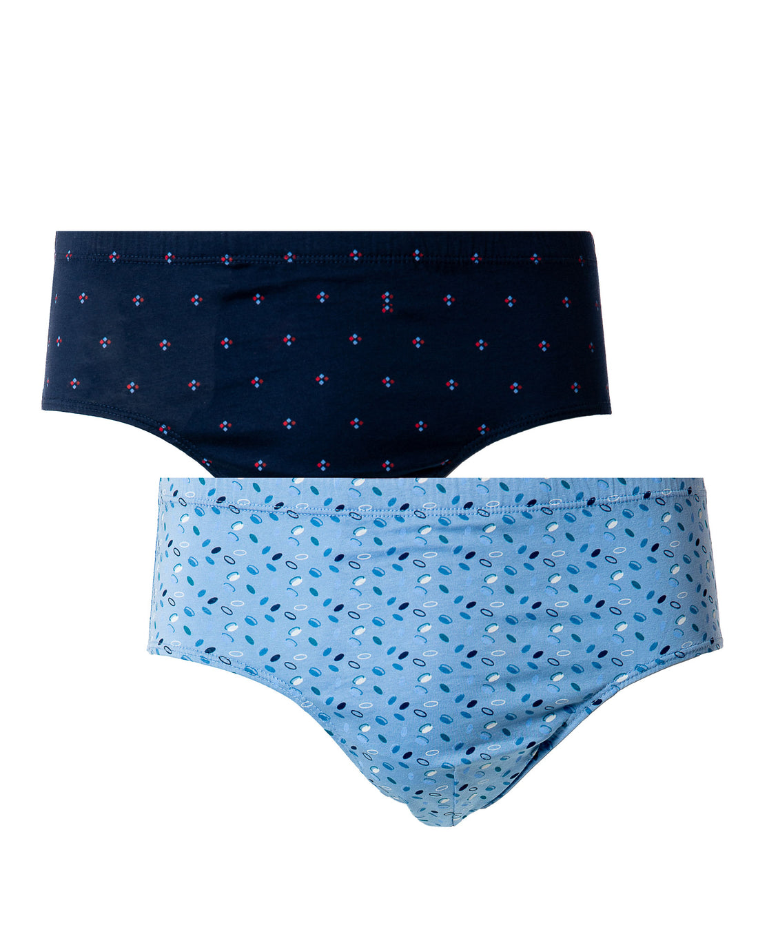 Lot x2 slips taille haute fermé imprimés mercerisés marine et bleu H175.2