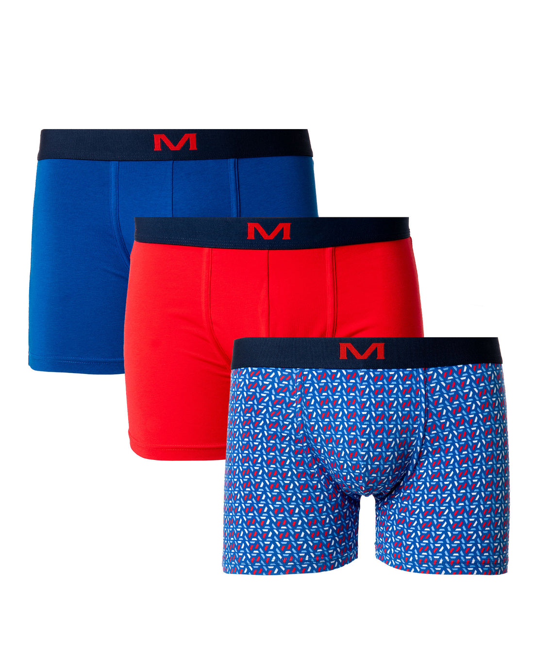 Lot de 3 Boxers en Coton organique Stretch BLEU/ROUGE/IMPRIME H294.3