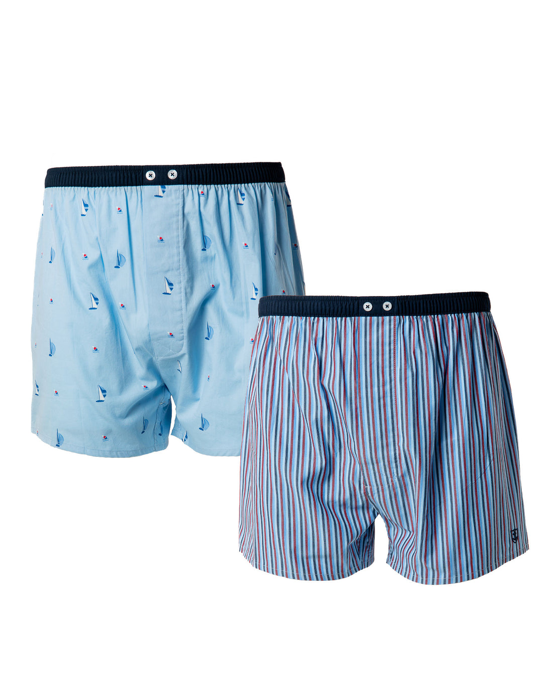Lot de 2 caleçons en popeline de coton imprimé et rayures assorties H359.2