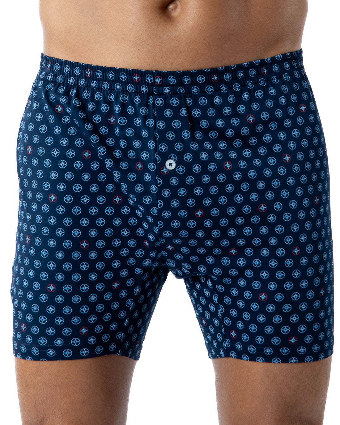 Boxer Short en Jersey de Coton Mercerisé Imprimé MARINE H367