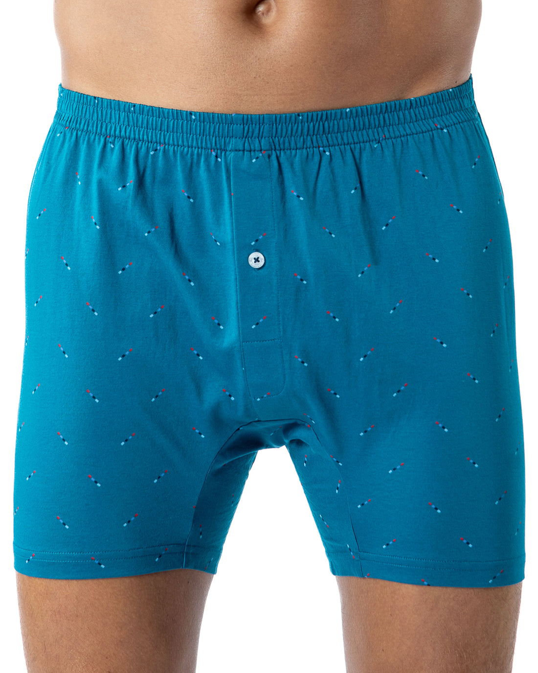 Caleçon flottant en Jersey de Coton Mercerisé Imprimé PETROLE H368