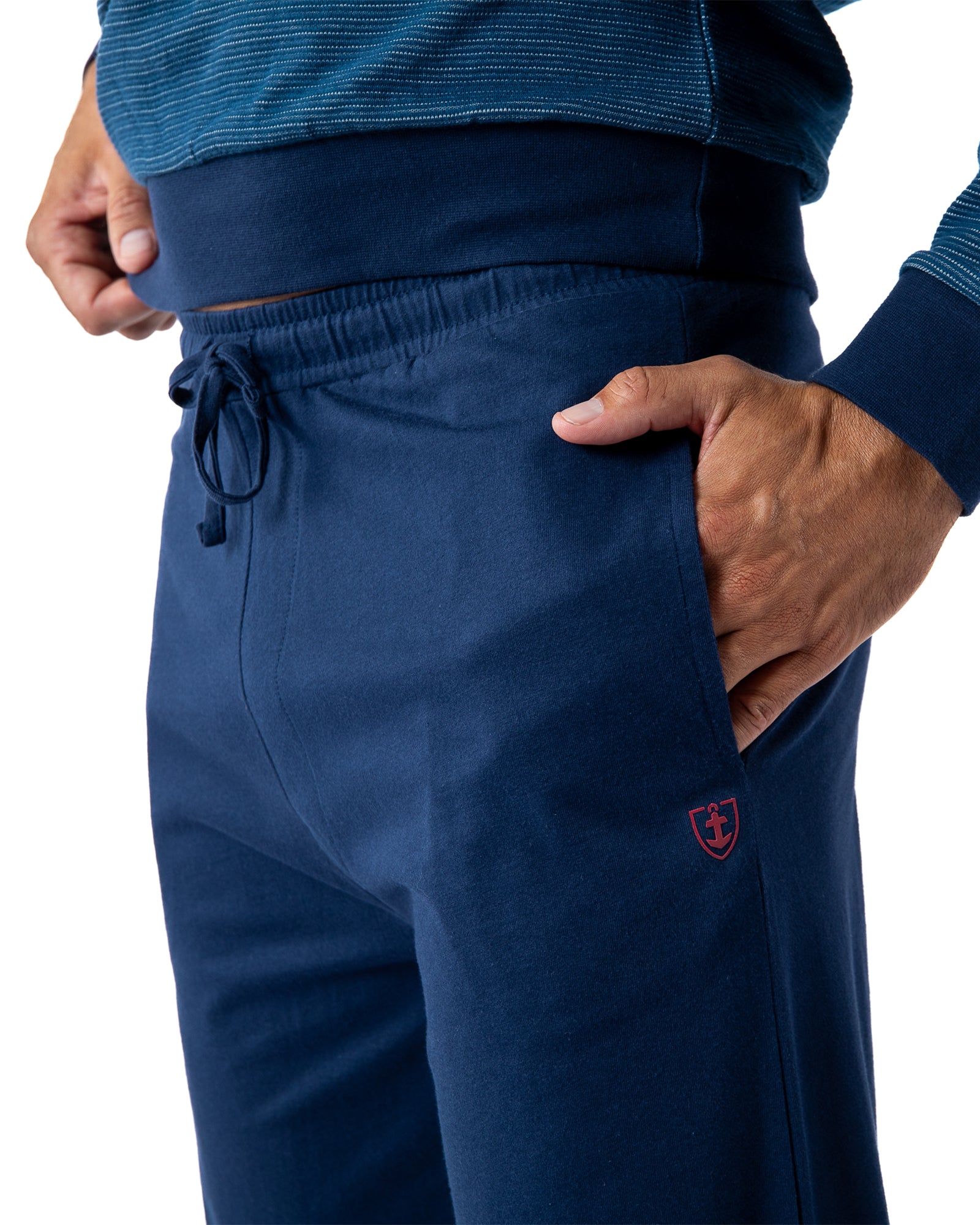 Pyjama homme Col rond maille jacquard en coton Bleu H416