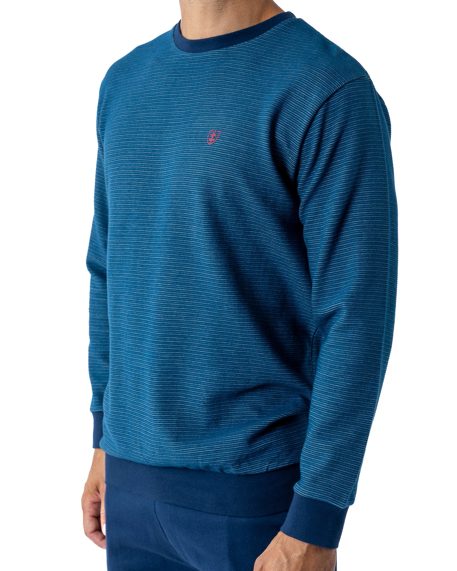 Pyjama homme Col rond maille jacquard en coton Bleu H416