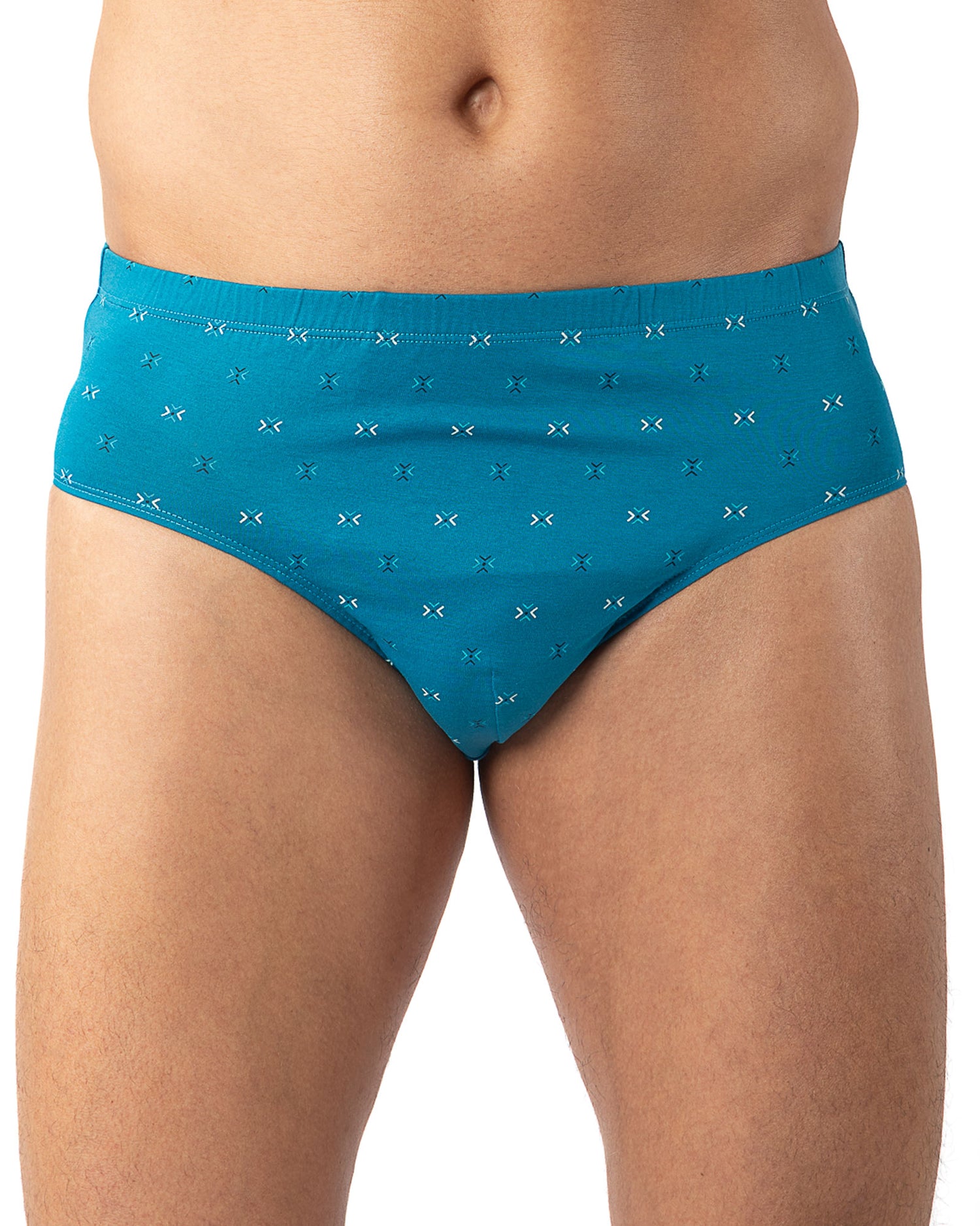 Lot x2 slips taille haute fermé imprimés mercerisés bleu et pétrole I106.2