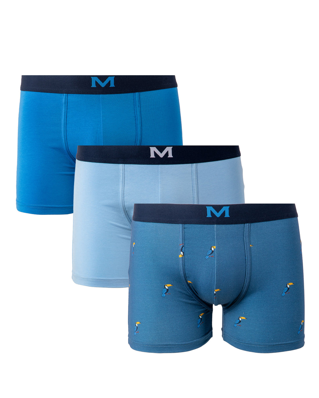 lot de 3 Shortys en Coton BIO Stretch CIEL/NUIT/IMPRIME I204.3