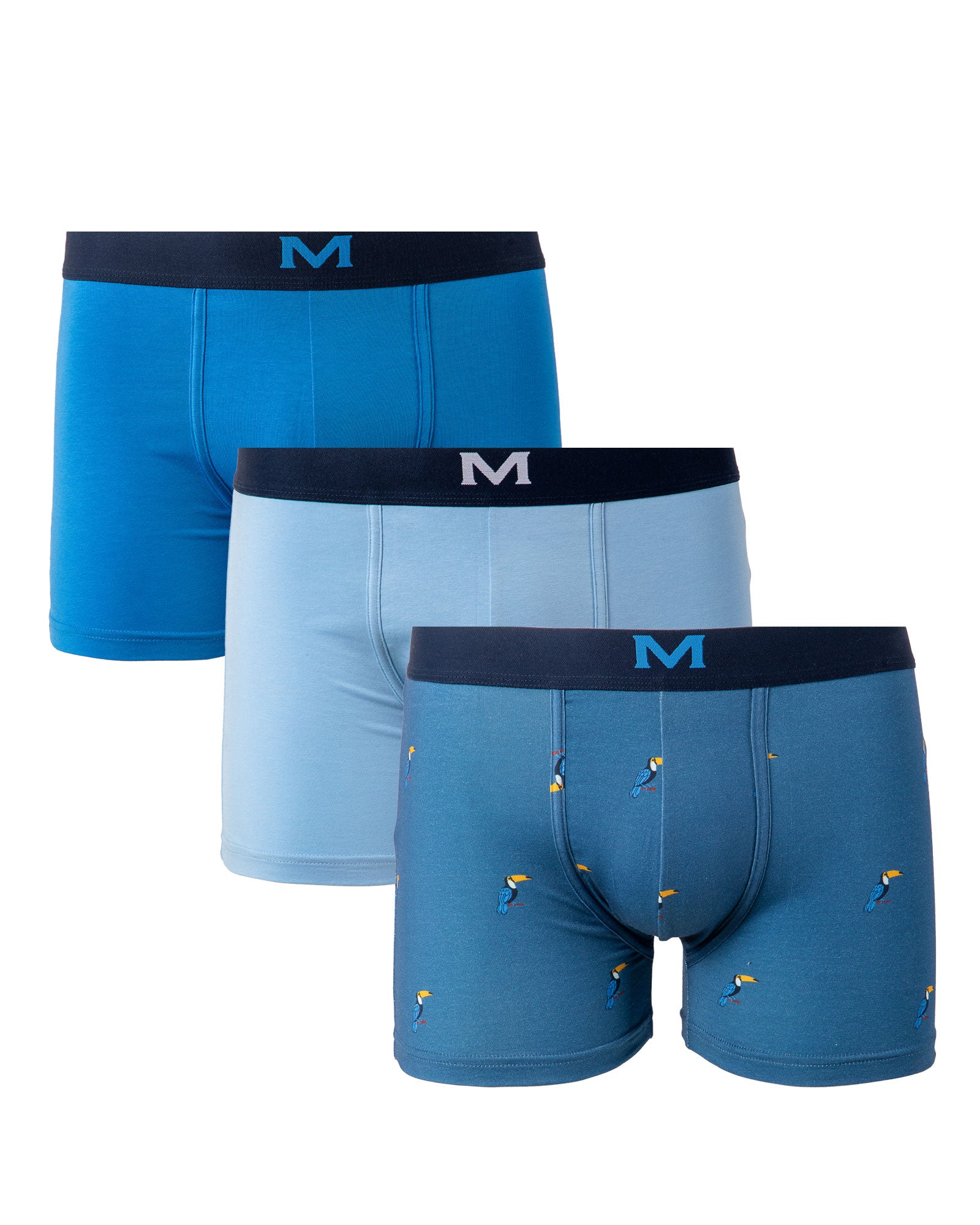 lot de 3 Shortys en Coton BIO Stretch CIEL/NUIT/IMPRIME I204.3