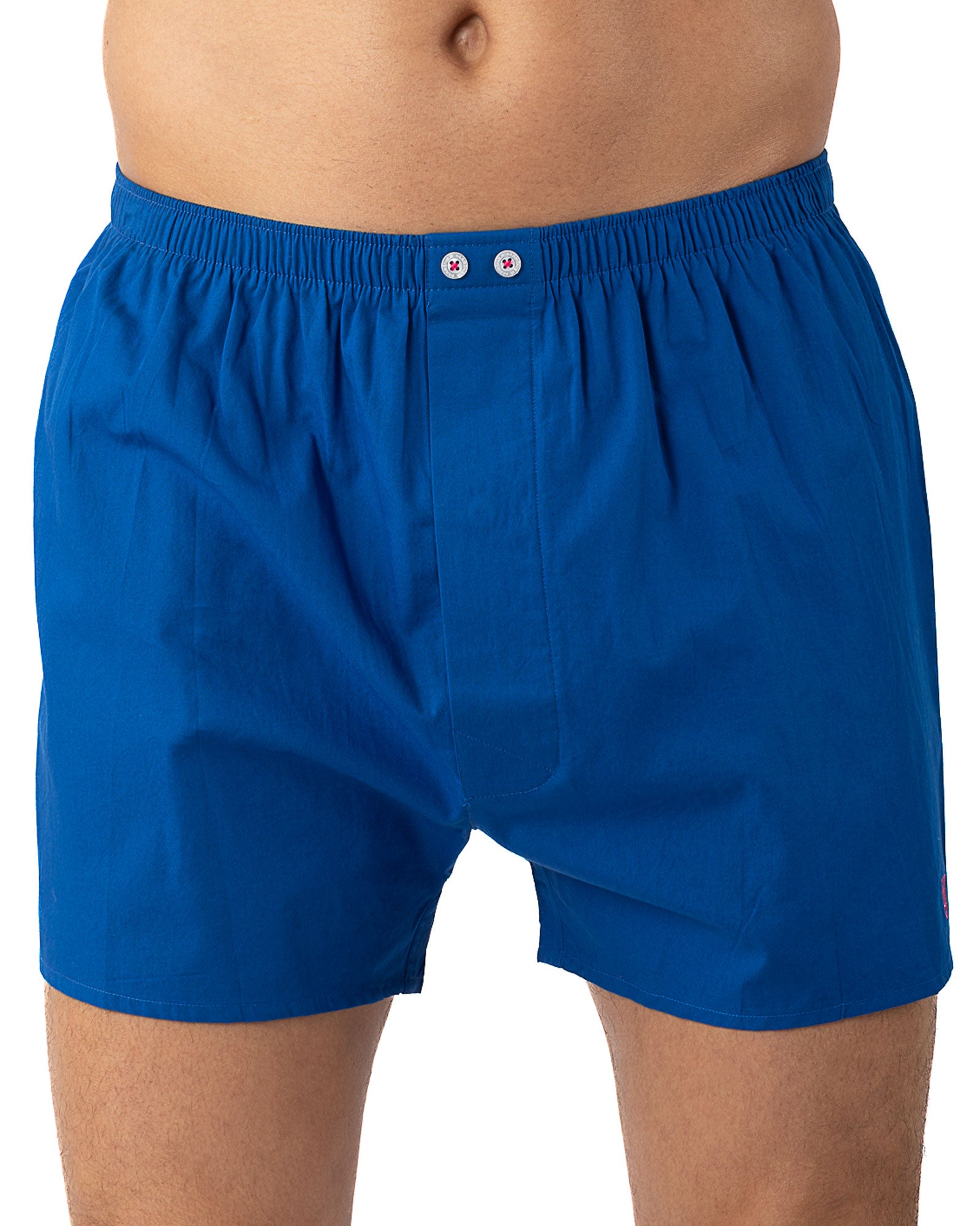 Pack de 2 caleçons en popeline de pur coton petits carreaux et bleu uni I303.2