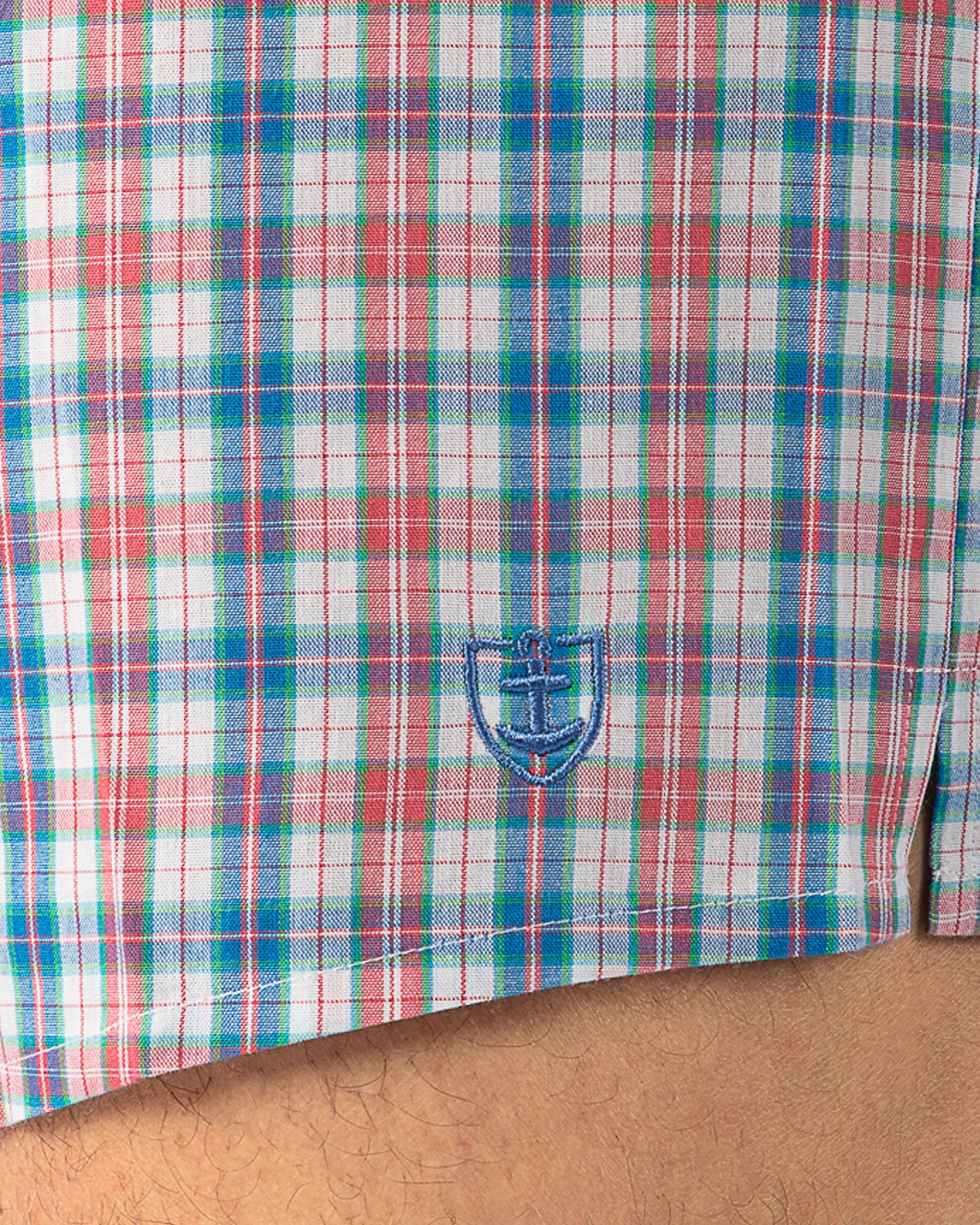 Pack de 2 caleçons en popeline de pur coton petits carreaux et bleu uni I303.2