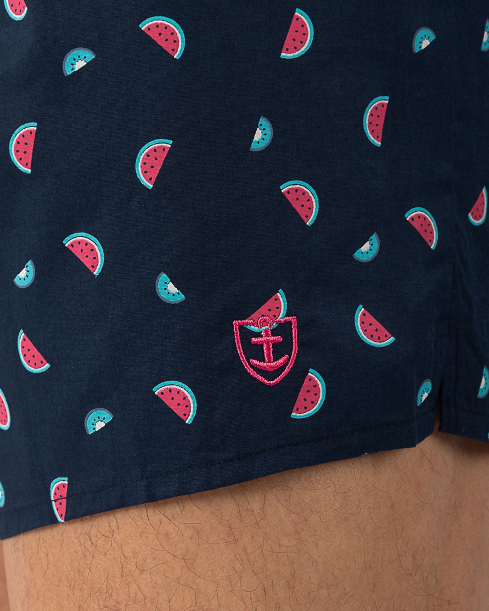 Pack de 2 caleçons en popeline de pur coton peigné imprimé et uni turquoise I304.2