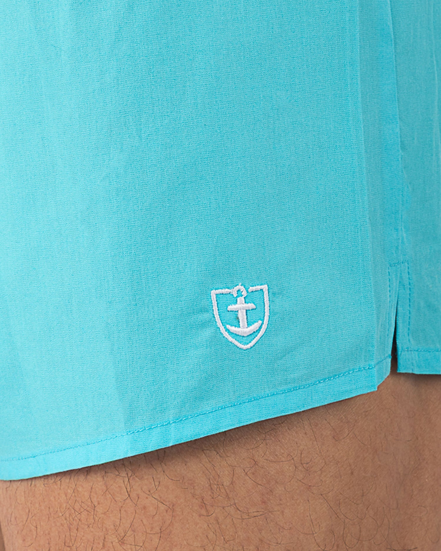 Pack de 2 caleçons en popeline de pur coton peigné imprimé et uni turquoise I304.2