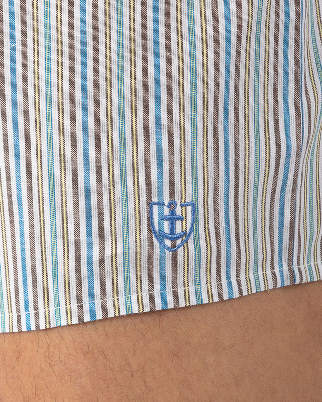 Caleçon avec Slip Intérieur en Popeline pur coton à rayures TABAC I313