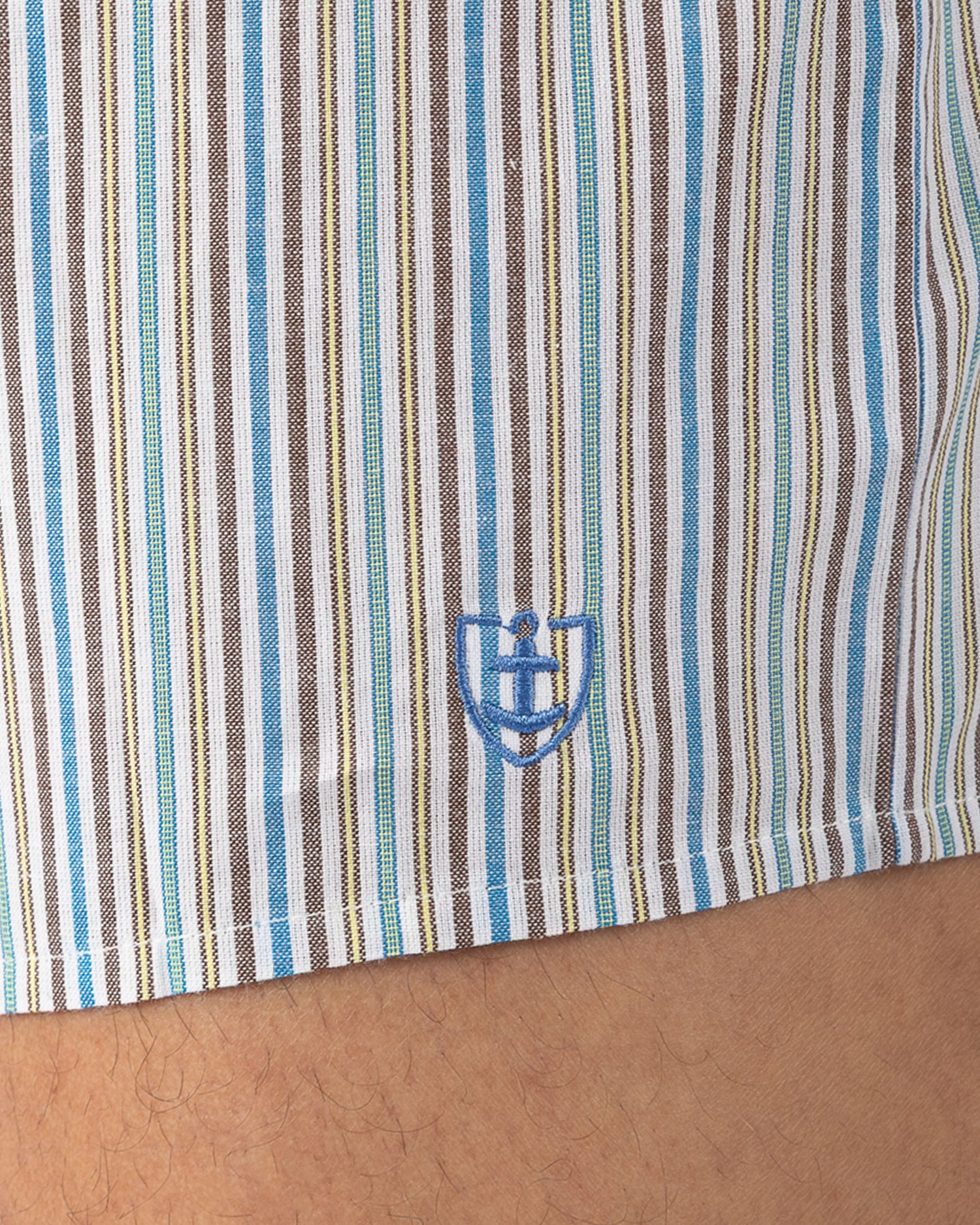 Caleçon avec Slip Intérieur en Popeline pur coton à rayures TABAC I313