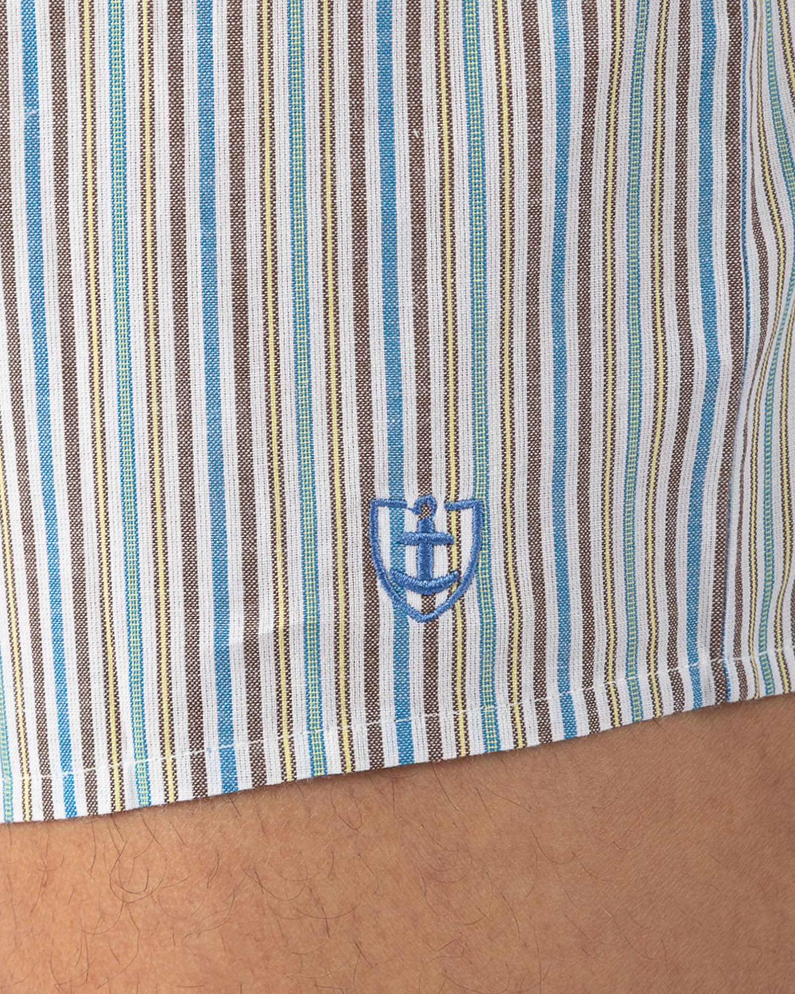 Caleçon avec Slip Intérieur en Popeline pur coton à rayures TABAC I313