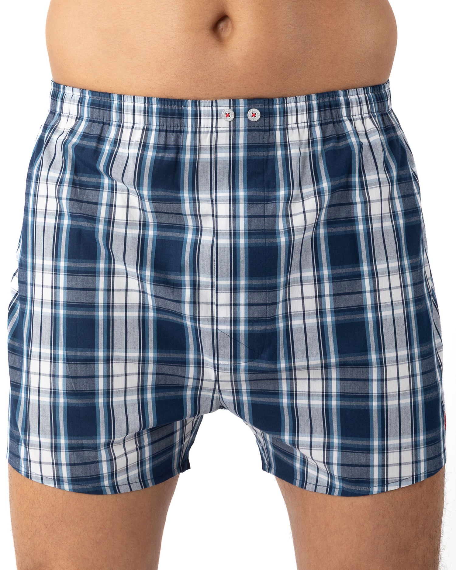 Caleçon en Popeline de Coton à carreaux MARINE I317