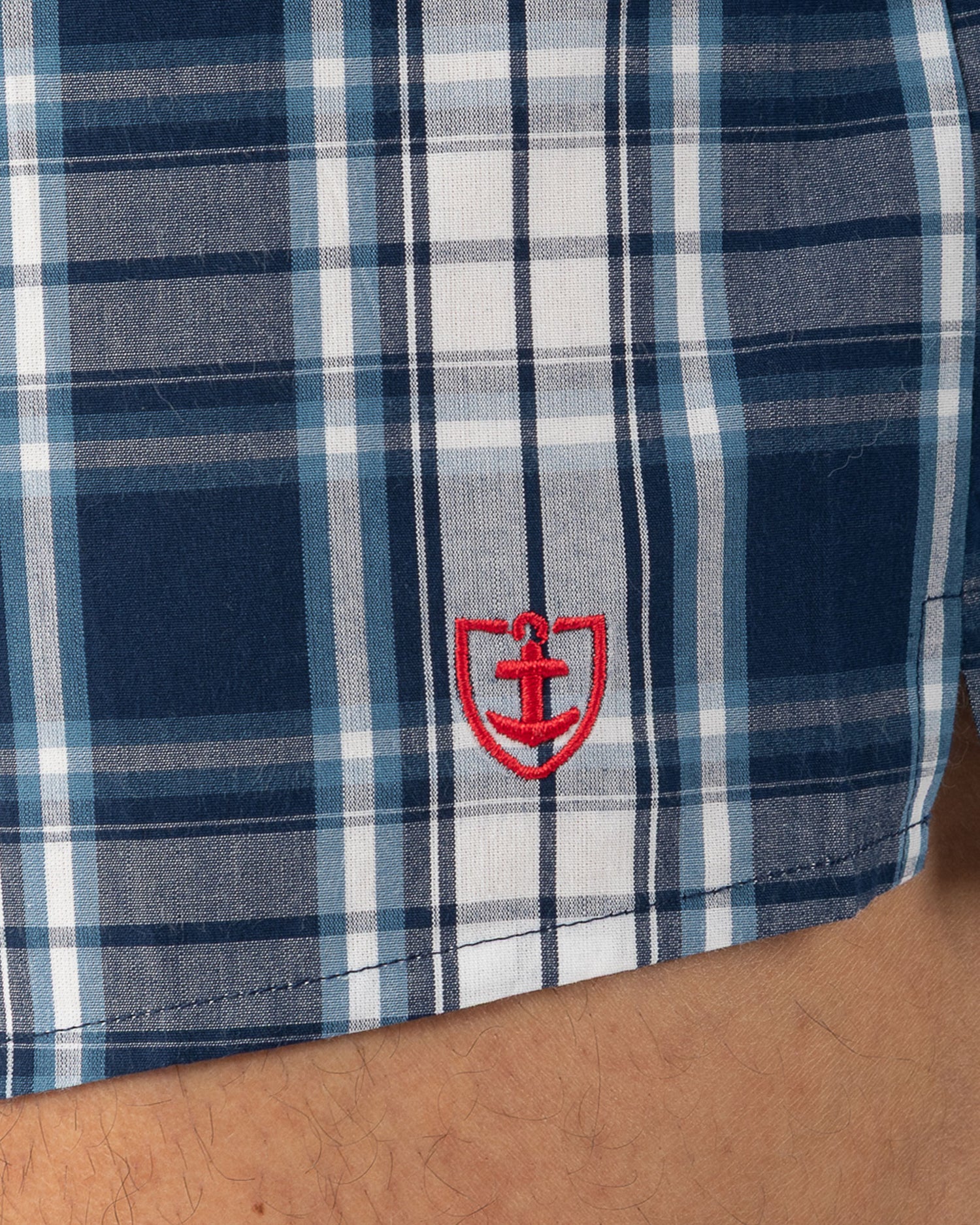 Caleçon en Popeline de Coton à carreaux MARINE I317