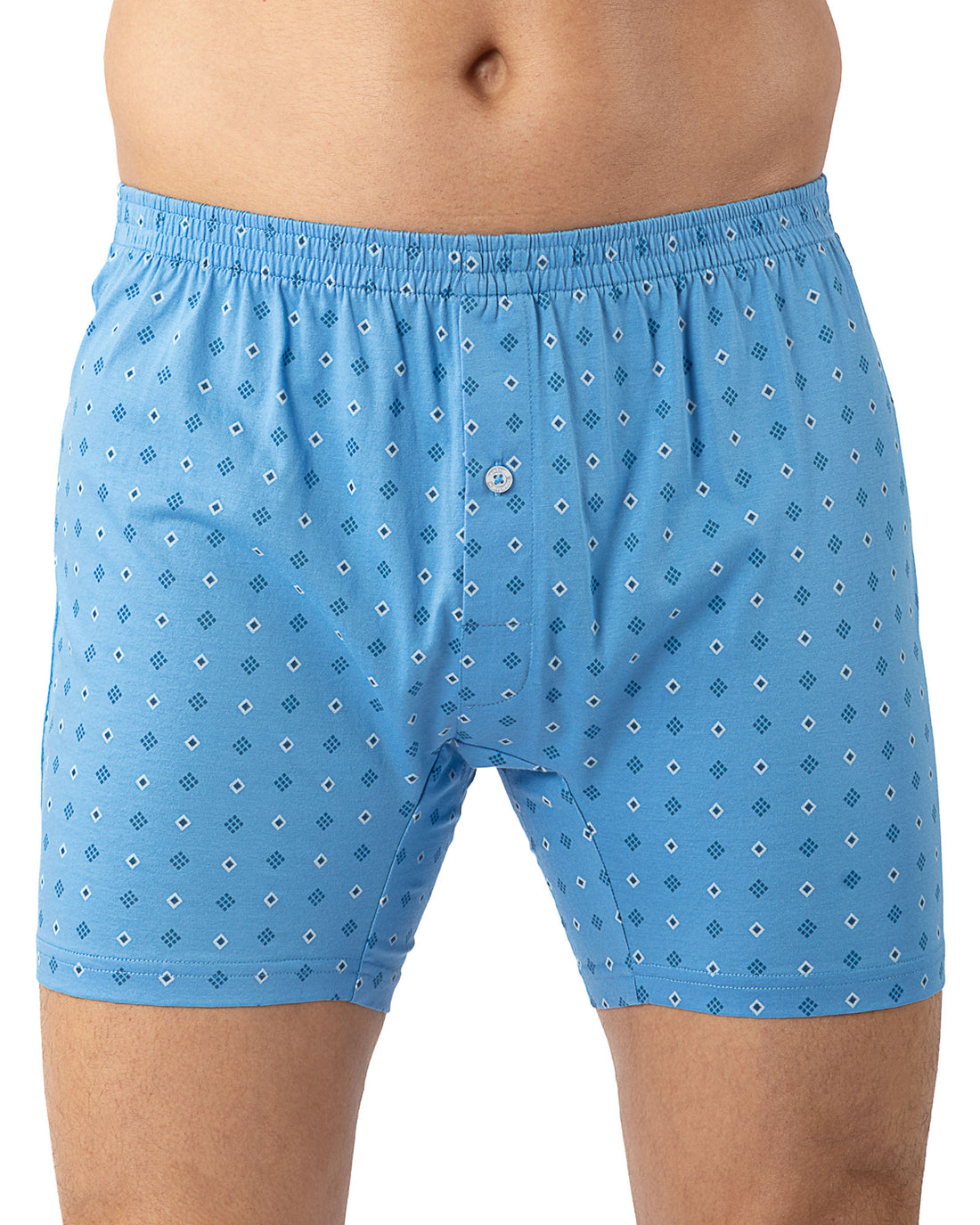 Caleçon flottant en Jersey de Coton Mercerisé Imprimé BLEU I320