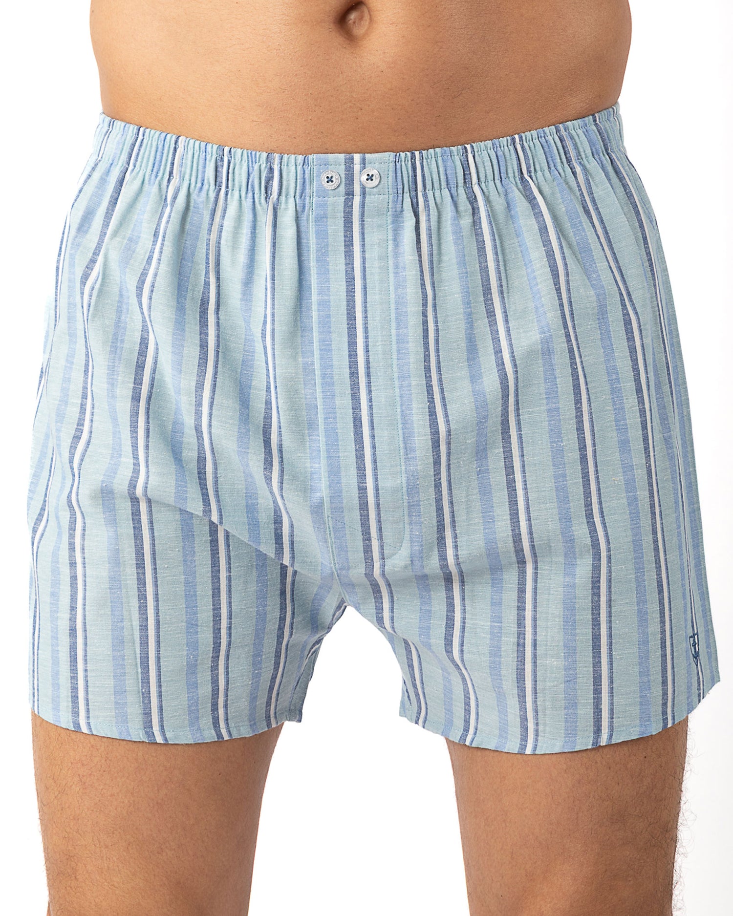 Lot de 2 caleçons en popeline de pur coton peigné imprimé et à rayures I323.2