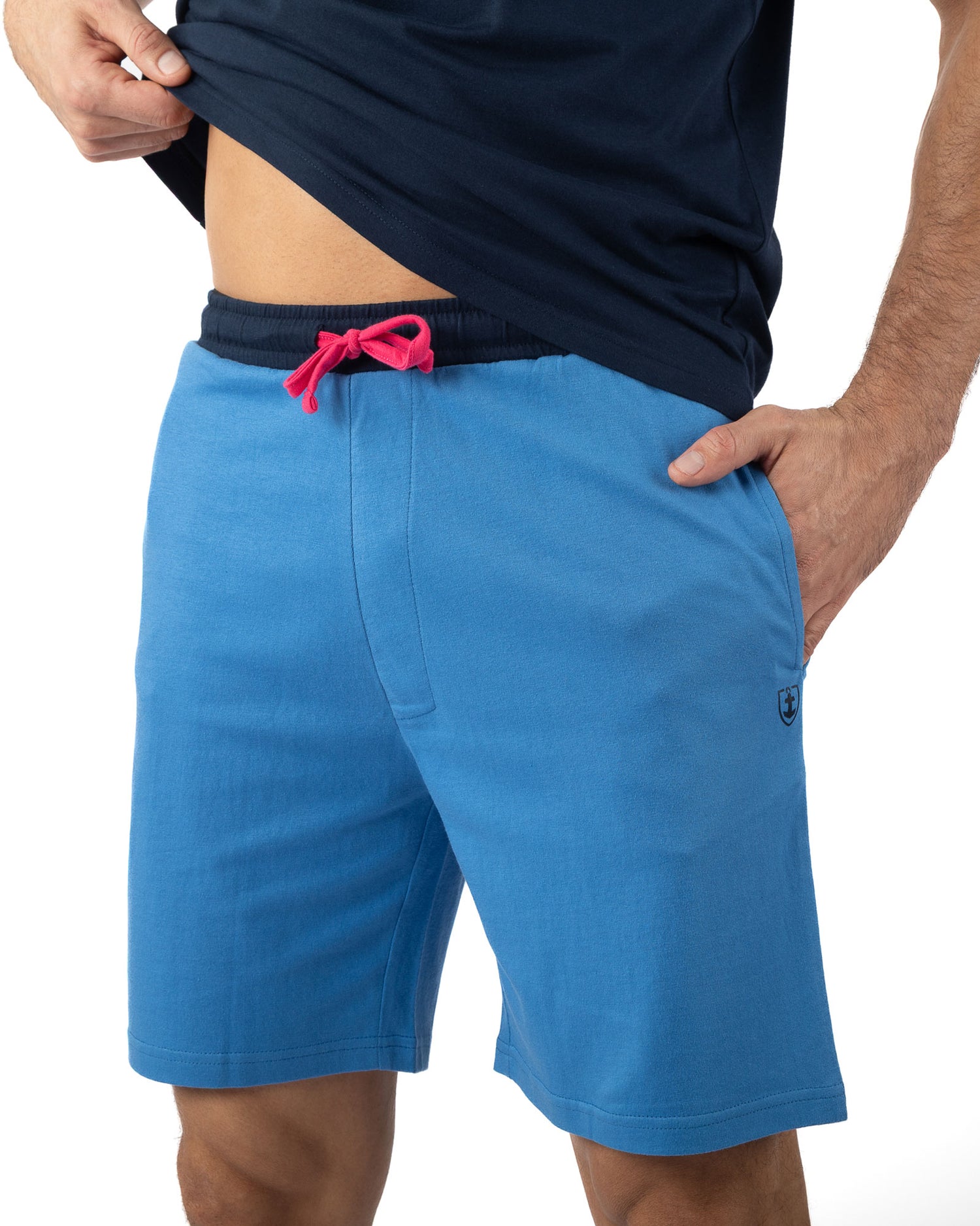 Pyjacourt pour Homme col rond en jersey de coton avec motif Marine I510