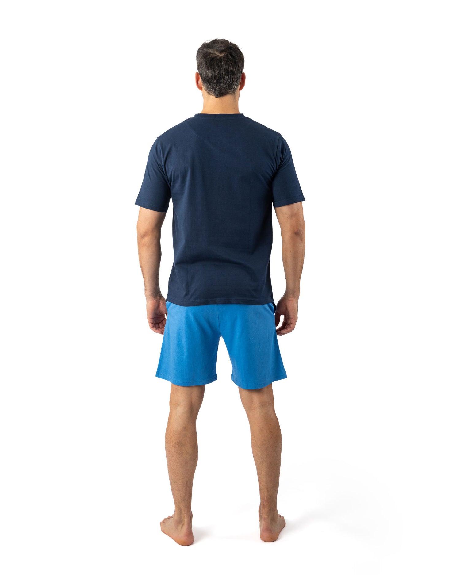 Pyjacourt pour Homme col rond en jersey de coton avec motif Marine I510