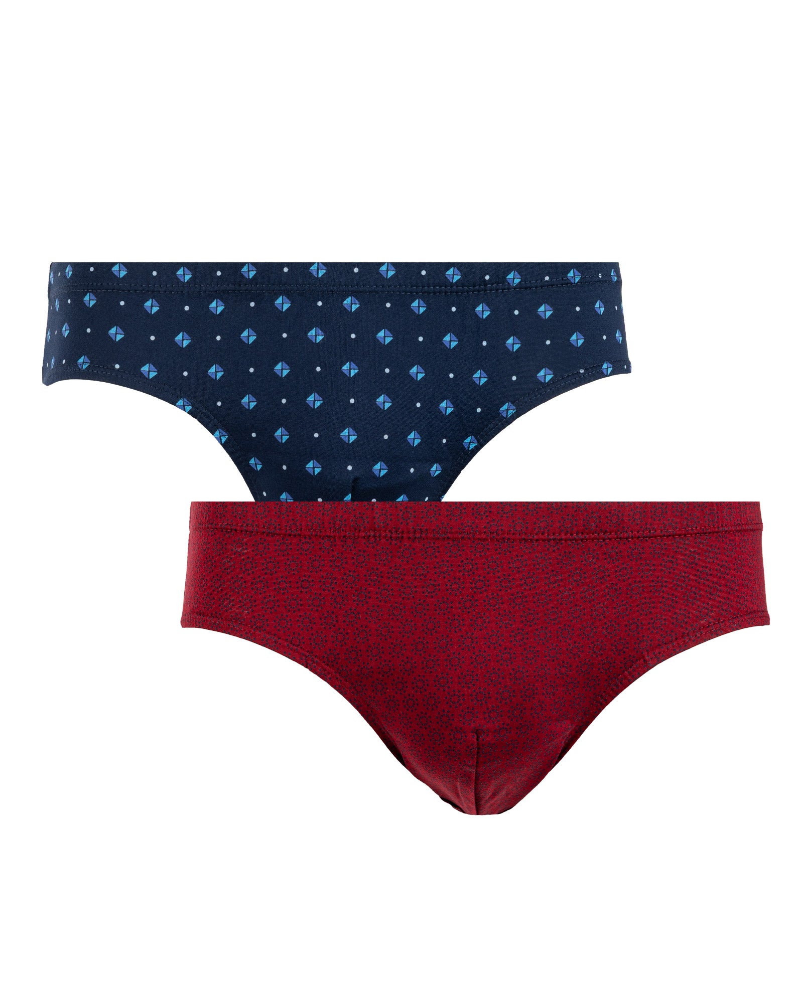 Set van 2 gemerceriseerde en bedrukte laag uitgesneden slips in blauw en petrol I103.2