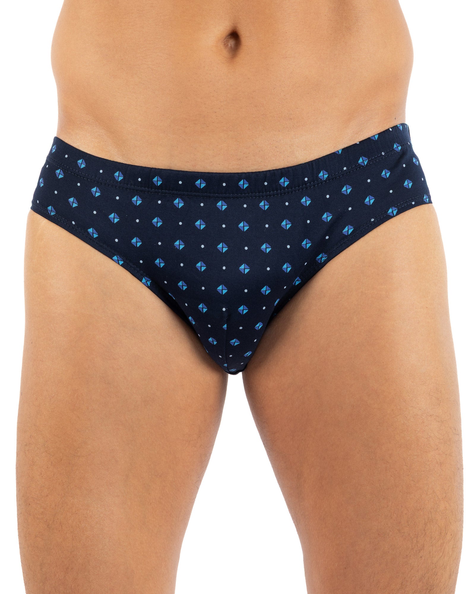 Set van 2 gemerceriseerde en bedrukte laag uitgesneden slips in blauw en petrol I103.2
