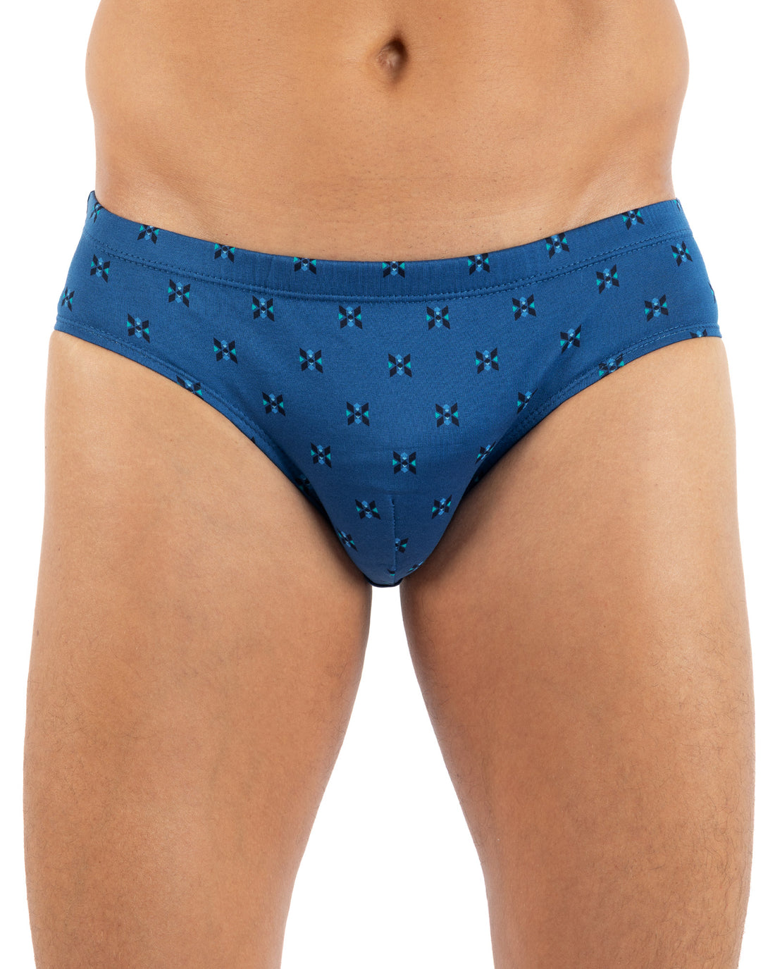 Lot x2 Slips taille basse mercerisés et imprimés Bleu J113.2
