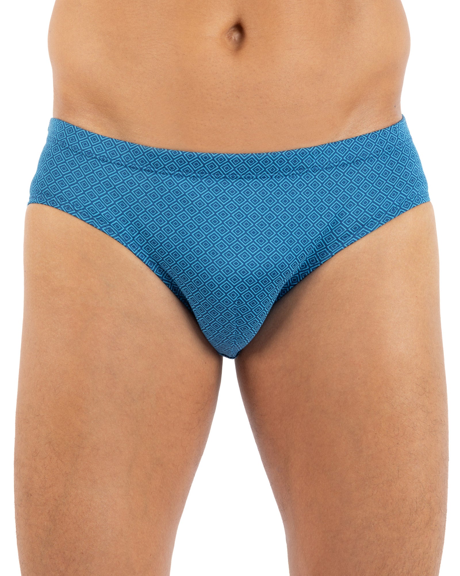 Lot x2 Slips taille basse mercerisés et imprimés Bleu J113.2