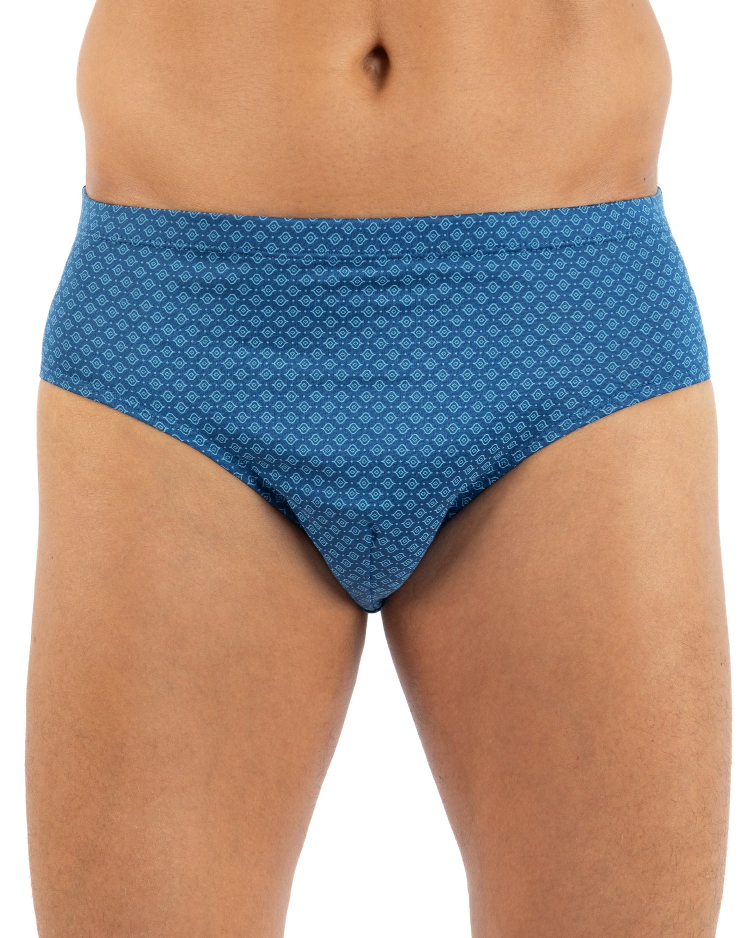 Lot x2 slips taille haute fermé imprimés mercerisés bleu J114.2