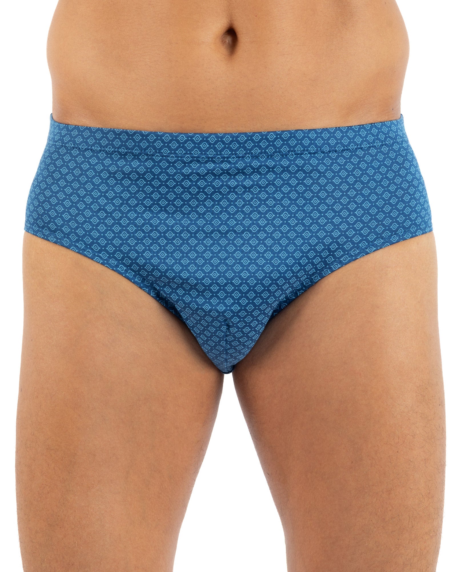 Lot x2 slips taille haute fermé imprimés mercerisés bleu J114.2