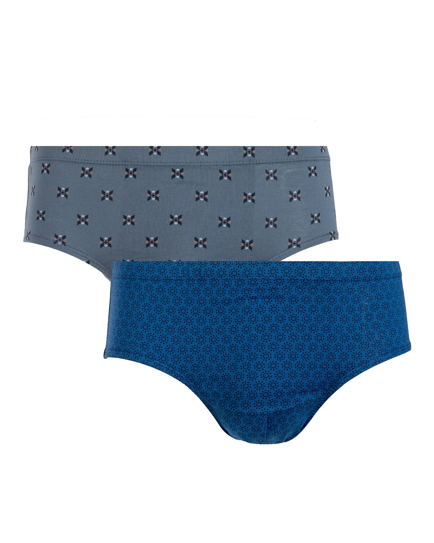 Pack of 2 closed High waisted Briefs in navy and burgundy Printed Mercerized Cotton I107.2
