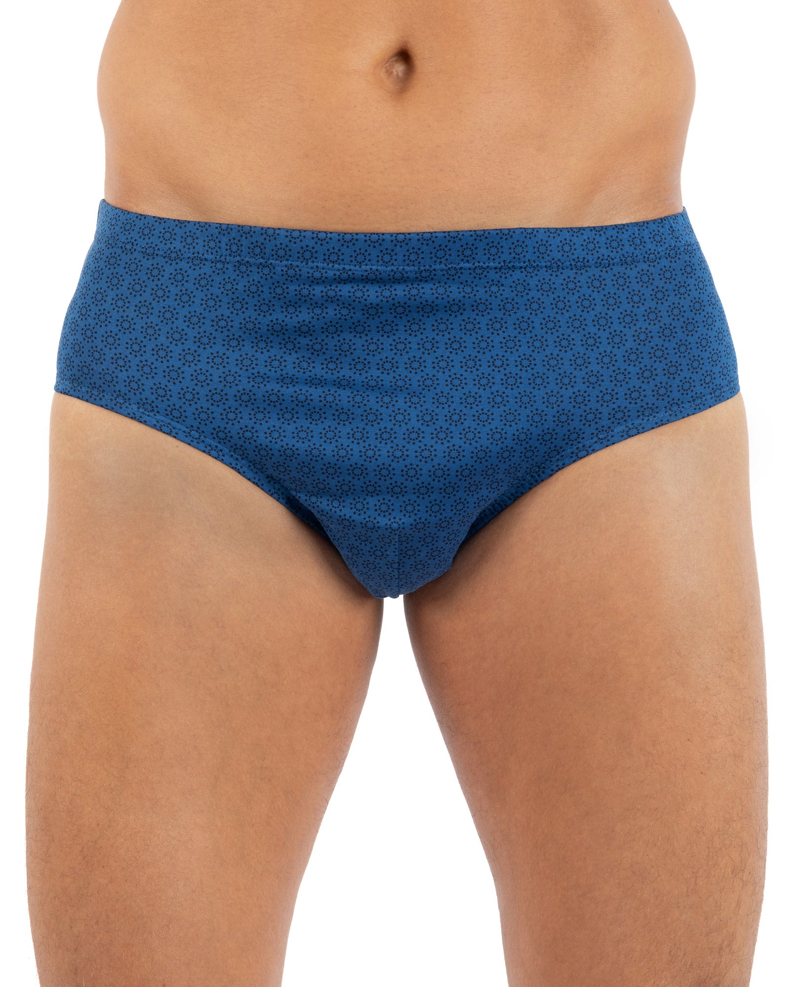 Pack of 2 closed High waisted Briefs in navy and burgundy Printed Mercerized Cotton I107.2