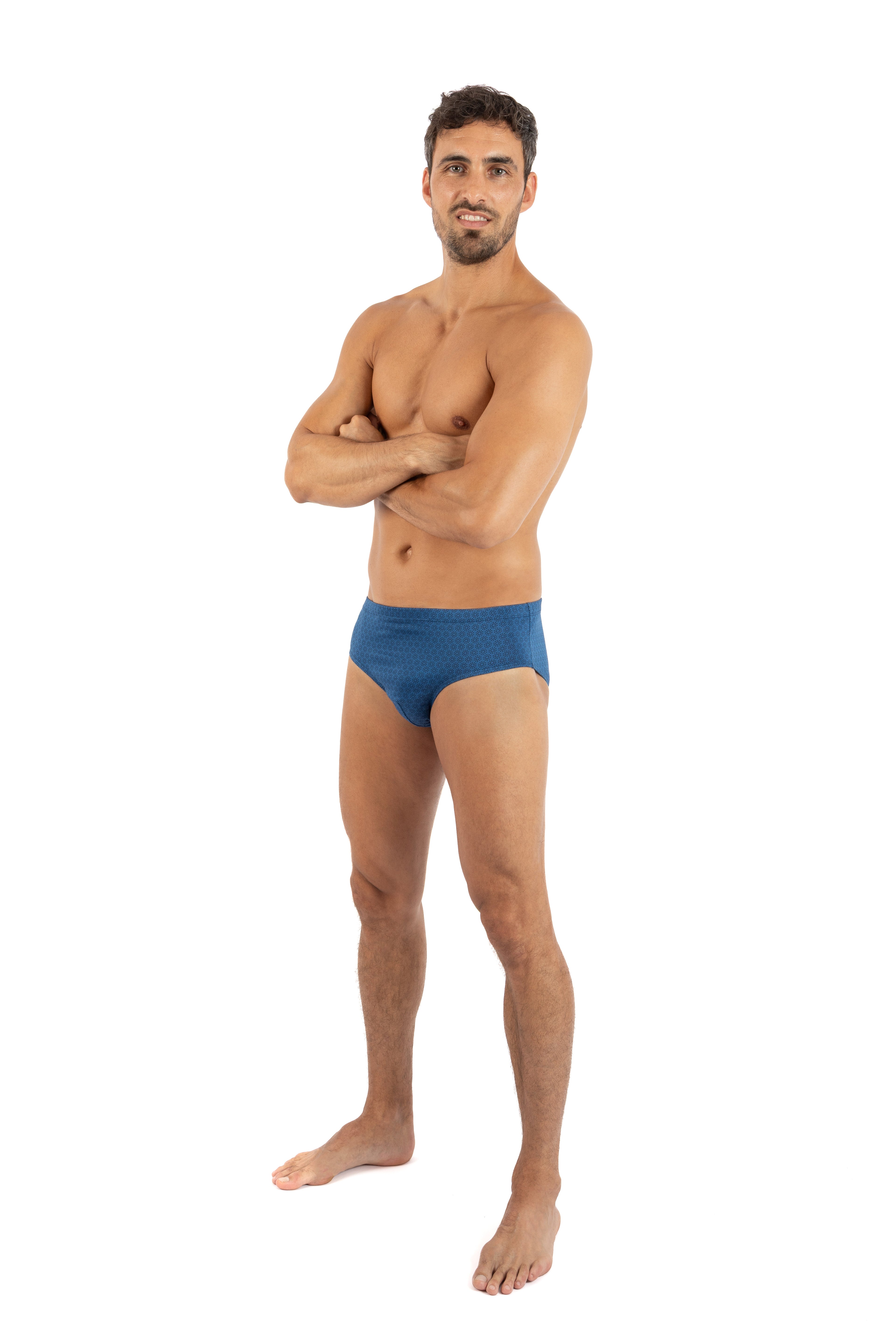 Pack of 2 closed High waisted Briefs in navy and burgundy Printed Mercerized Cotton I107.2