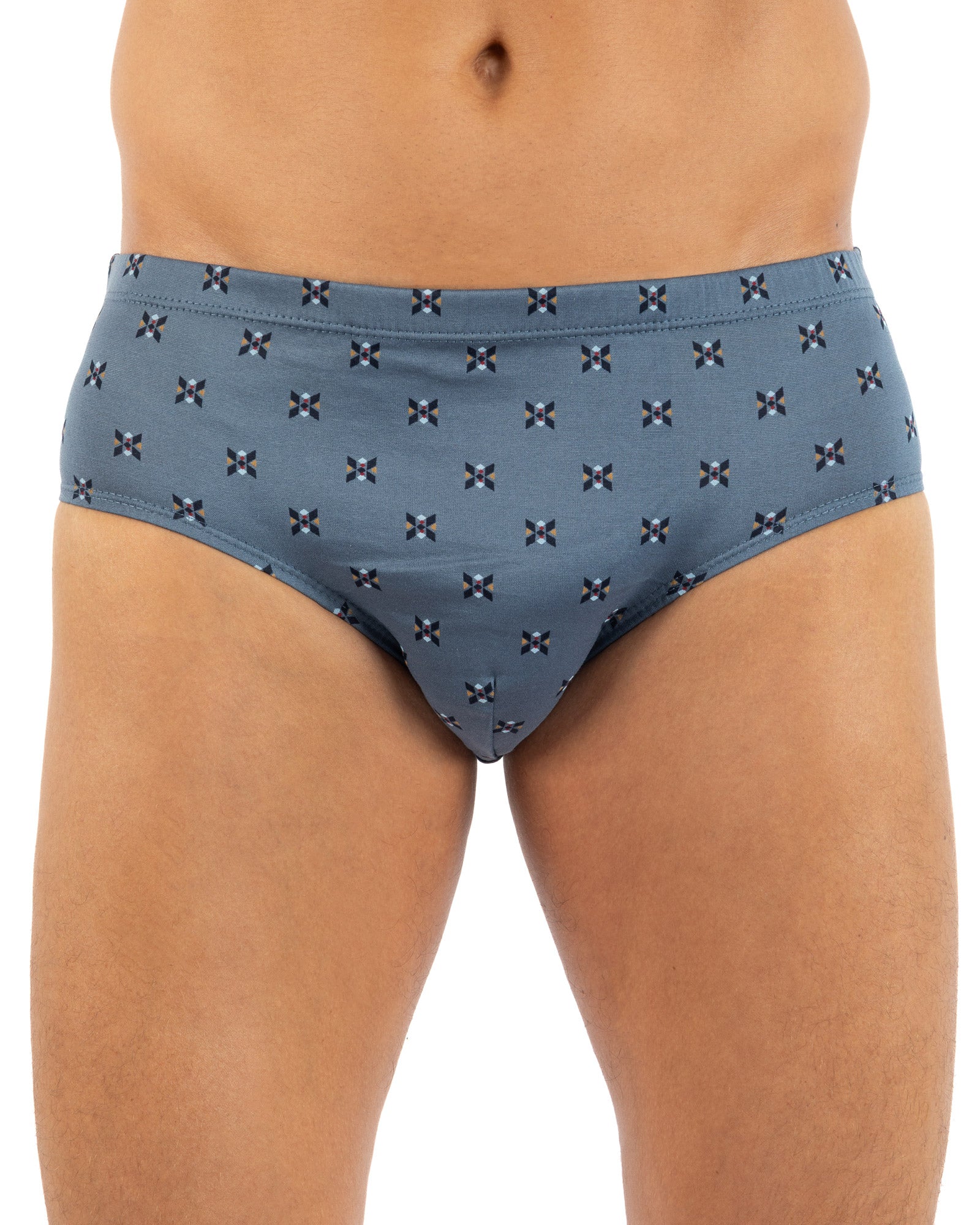 Pack of 2 closed High waisted Briefs in navy and burgundy Printed Mercerized Cotton I107.2