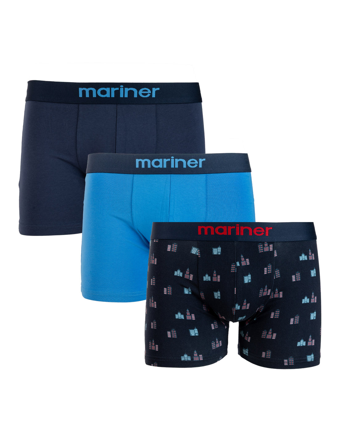 packs de 3 Boxers en Coton BIO Stretch mer-anthracite-marine imprimé J210.3