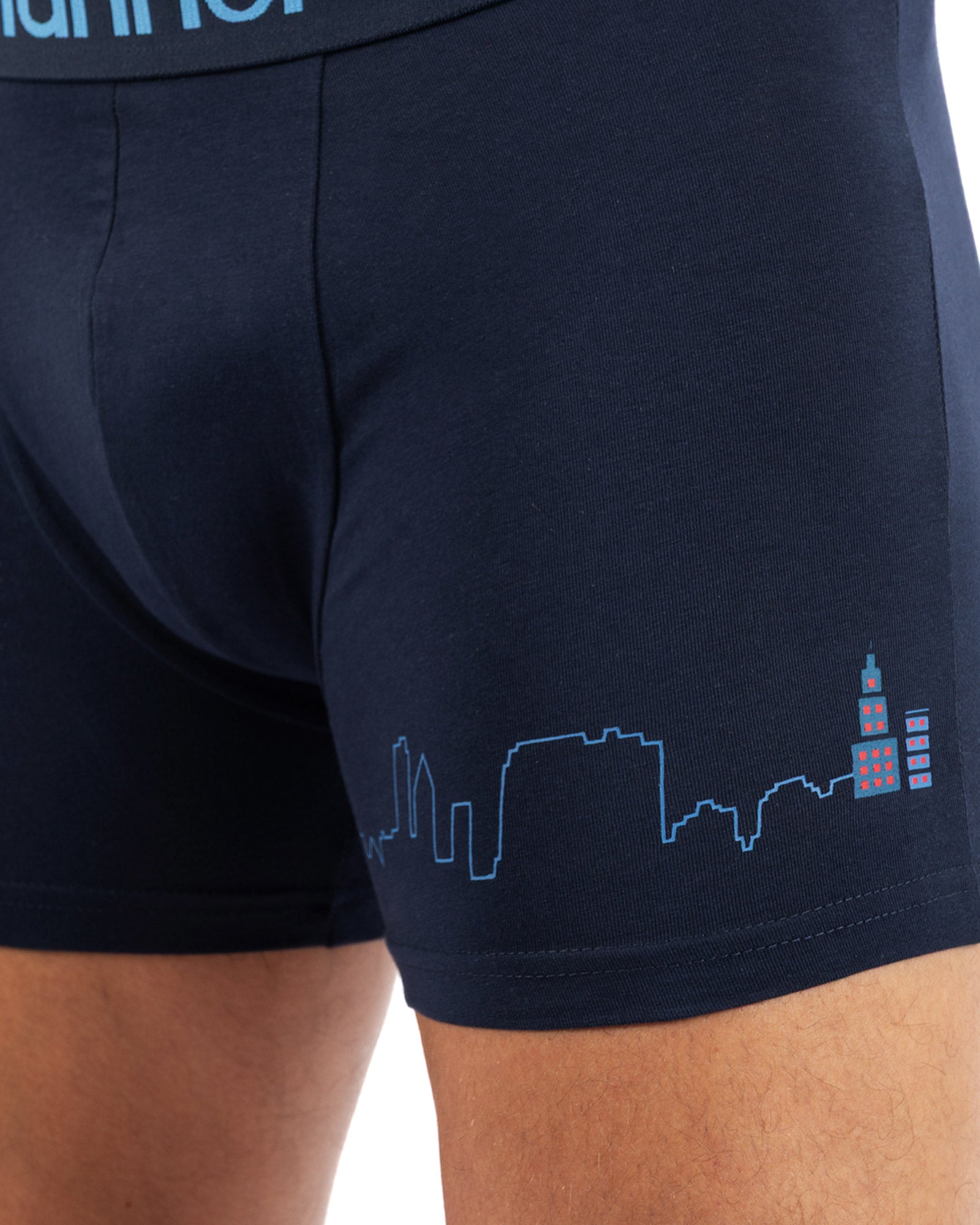 3-pack boxershorts met indigoranje opdruk van biologisch katoen Stretch I205.3