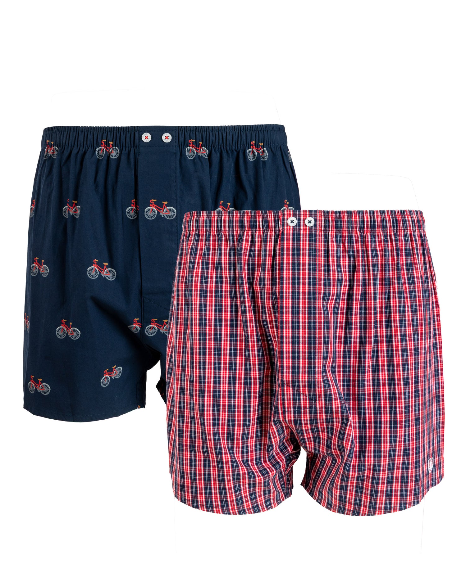 Set of 2 printed and striped poplin boxer shorts in pure combed cotton I323.2