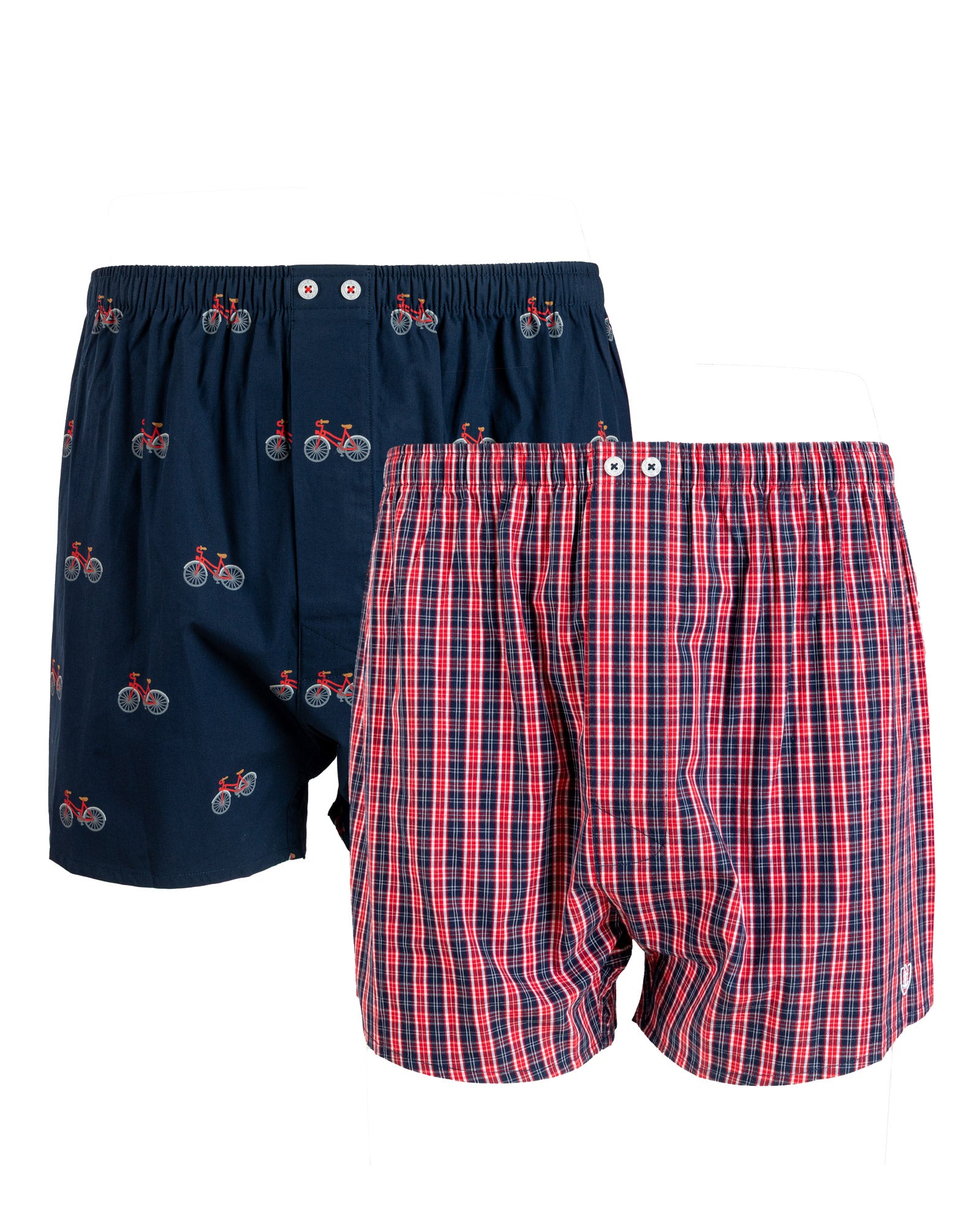Set of 2 printed and striped poplin boxer shorts in pure combed cotton I323.2