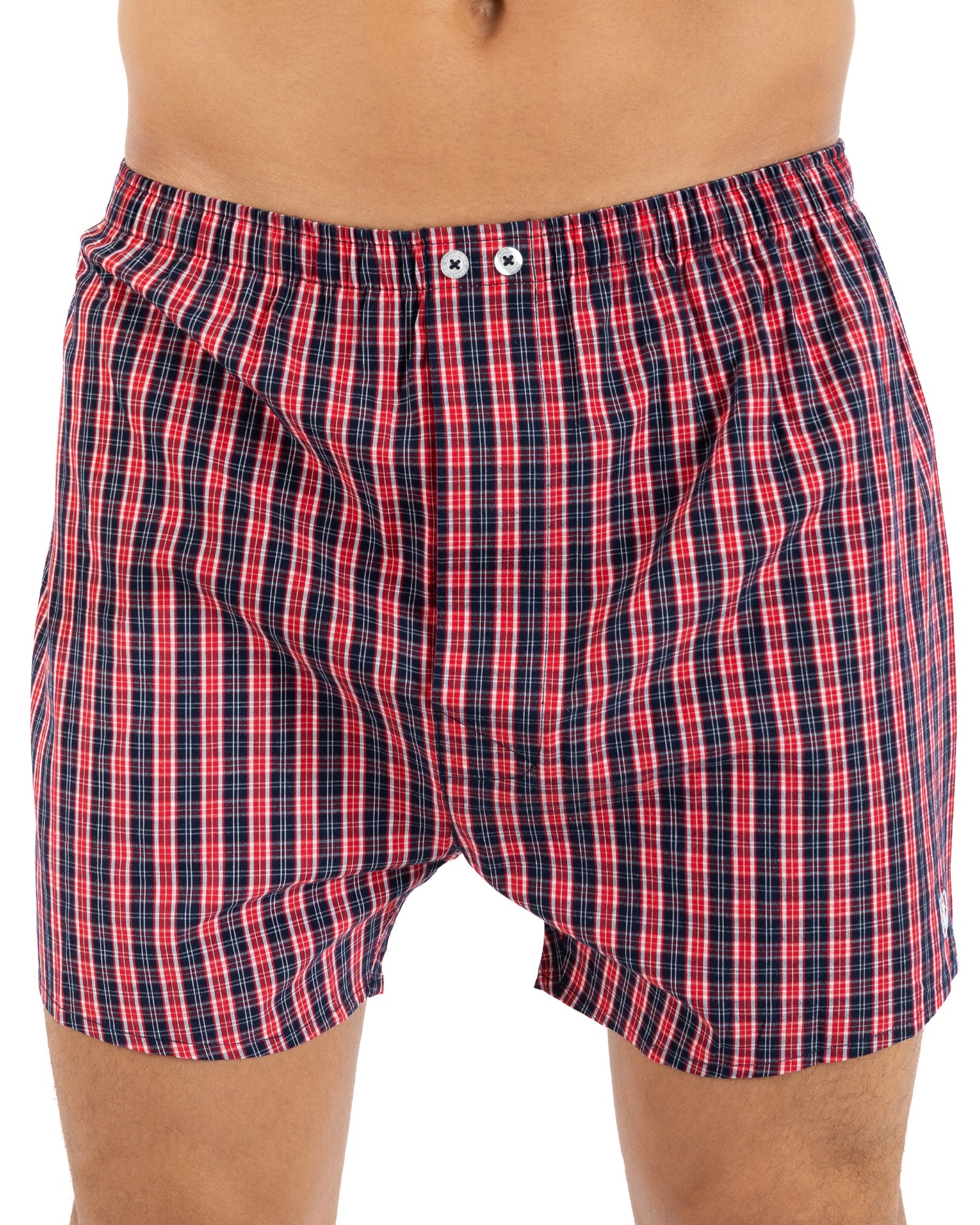 Set of 2 printed and striped poplin boxer shorts in pure combed cotton I323.2