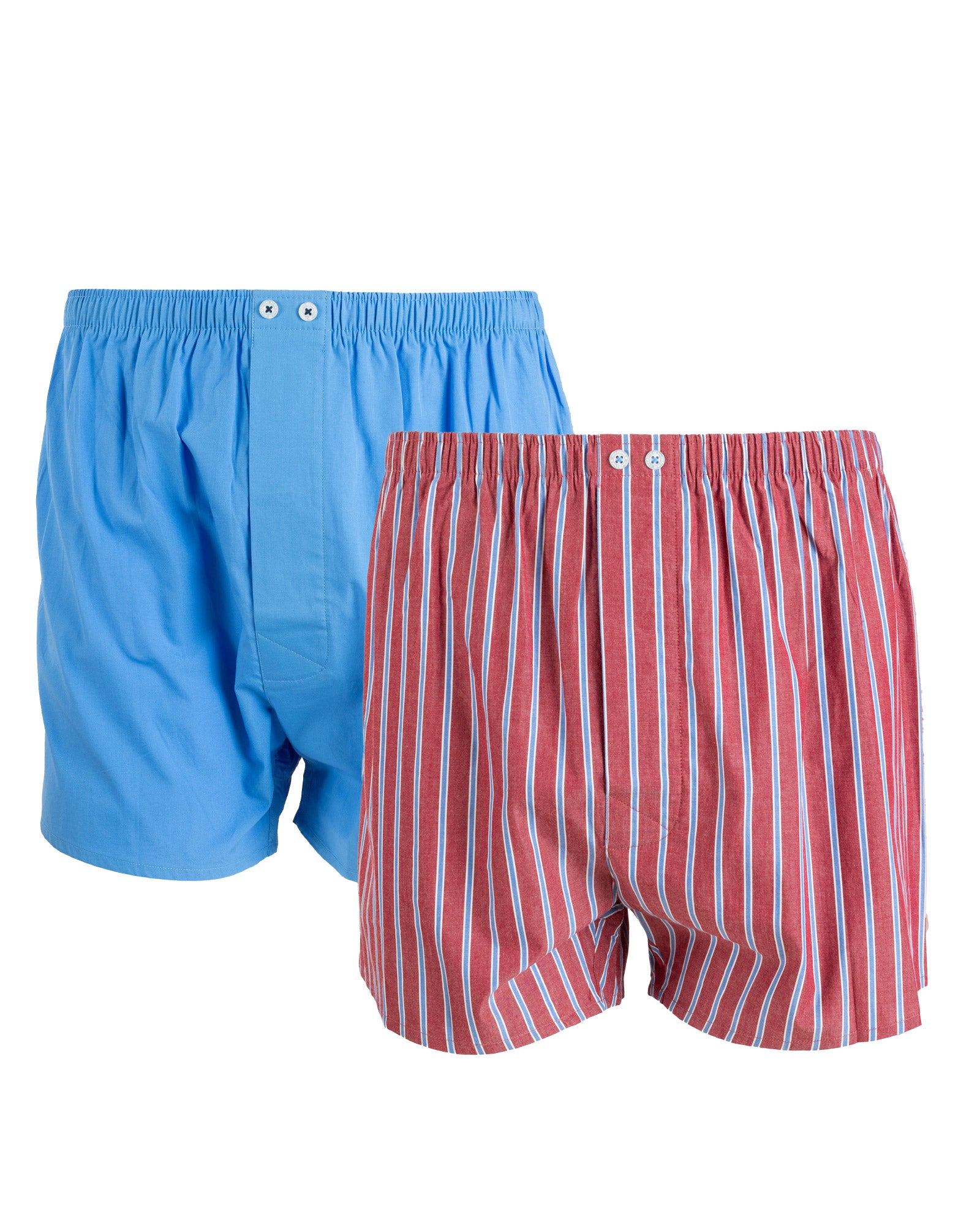 Set of 2 printed and striped poplin boxer shorts in pure combed cotton I323.2
