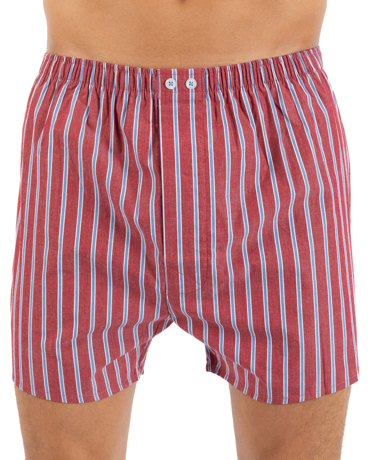 Set of 2 printed and striped poplin boxer shorts in pure combed cotton I323.2