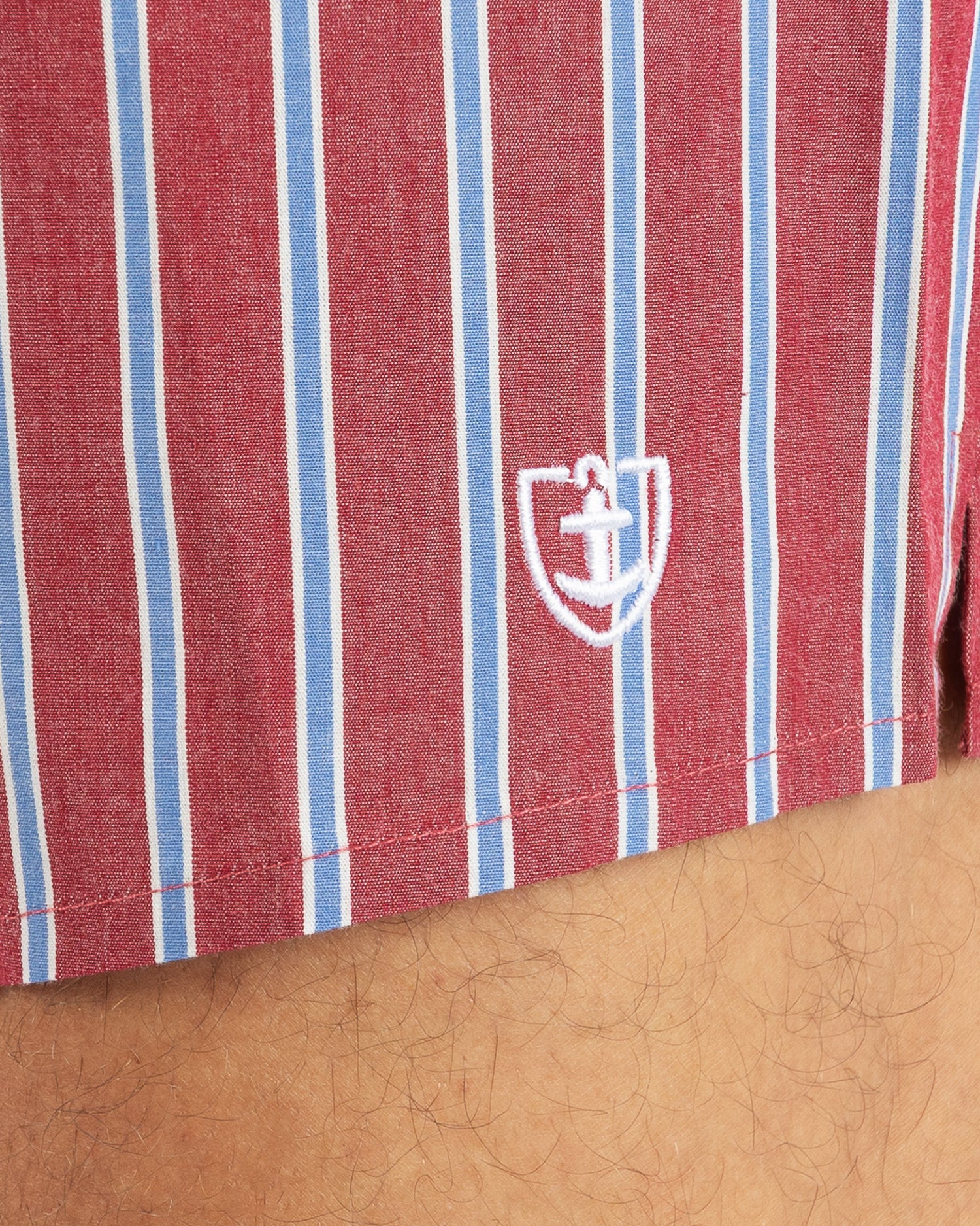 Set of 2 printed and striped poplin boxer shorts in pure combed cotton I323.2