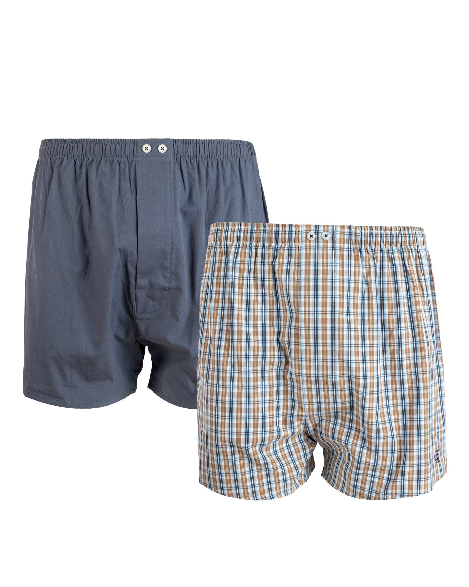 Set van 2 bedrukte en gestreepte popeline boxershorts van zuiver gekamd katoen I323.2